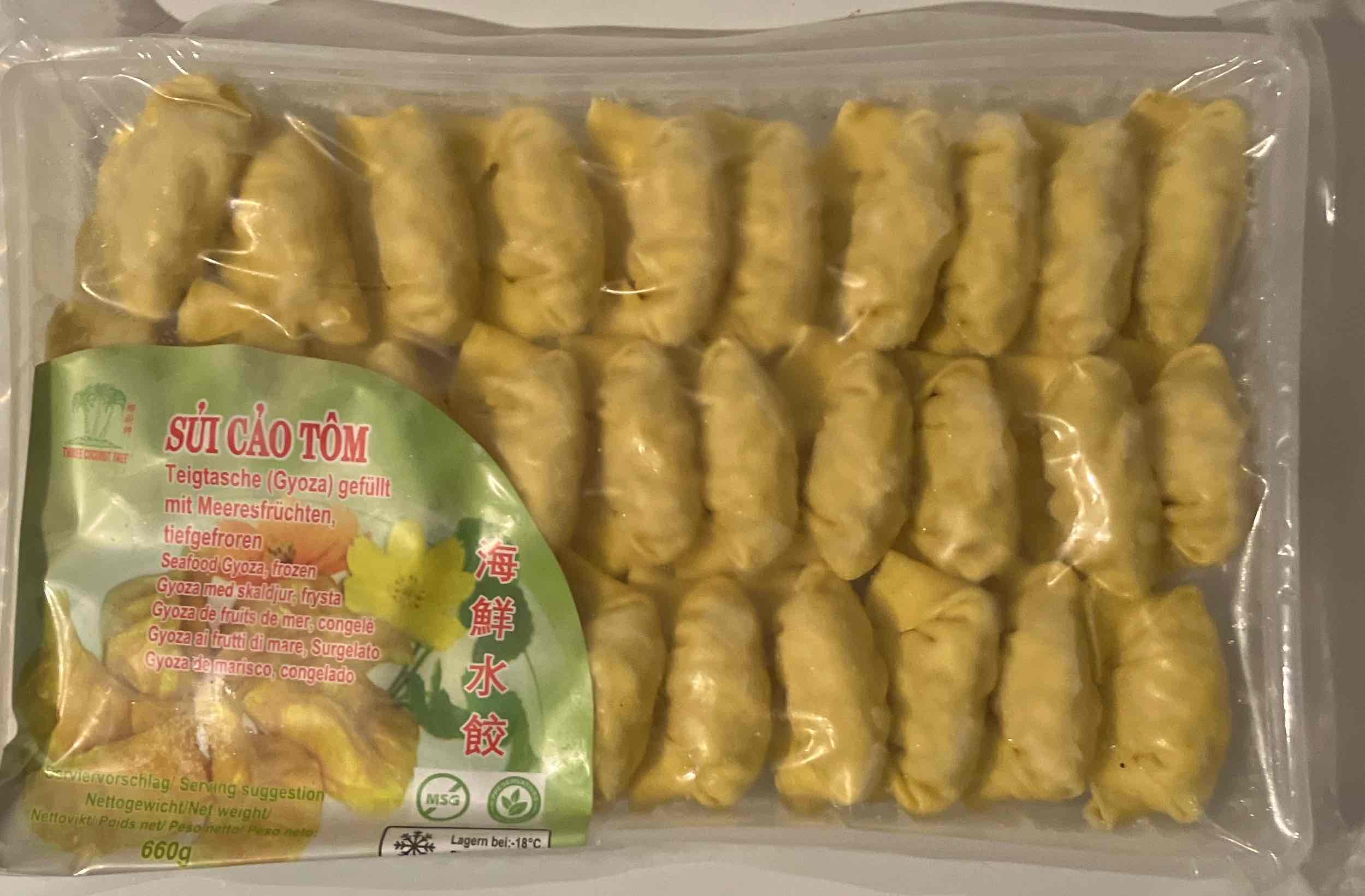 Gyoza gefüllt mit Meeresfrüchten