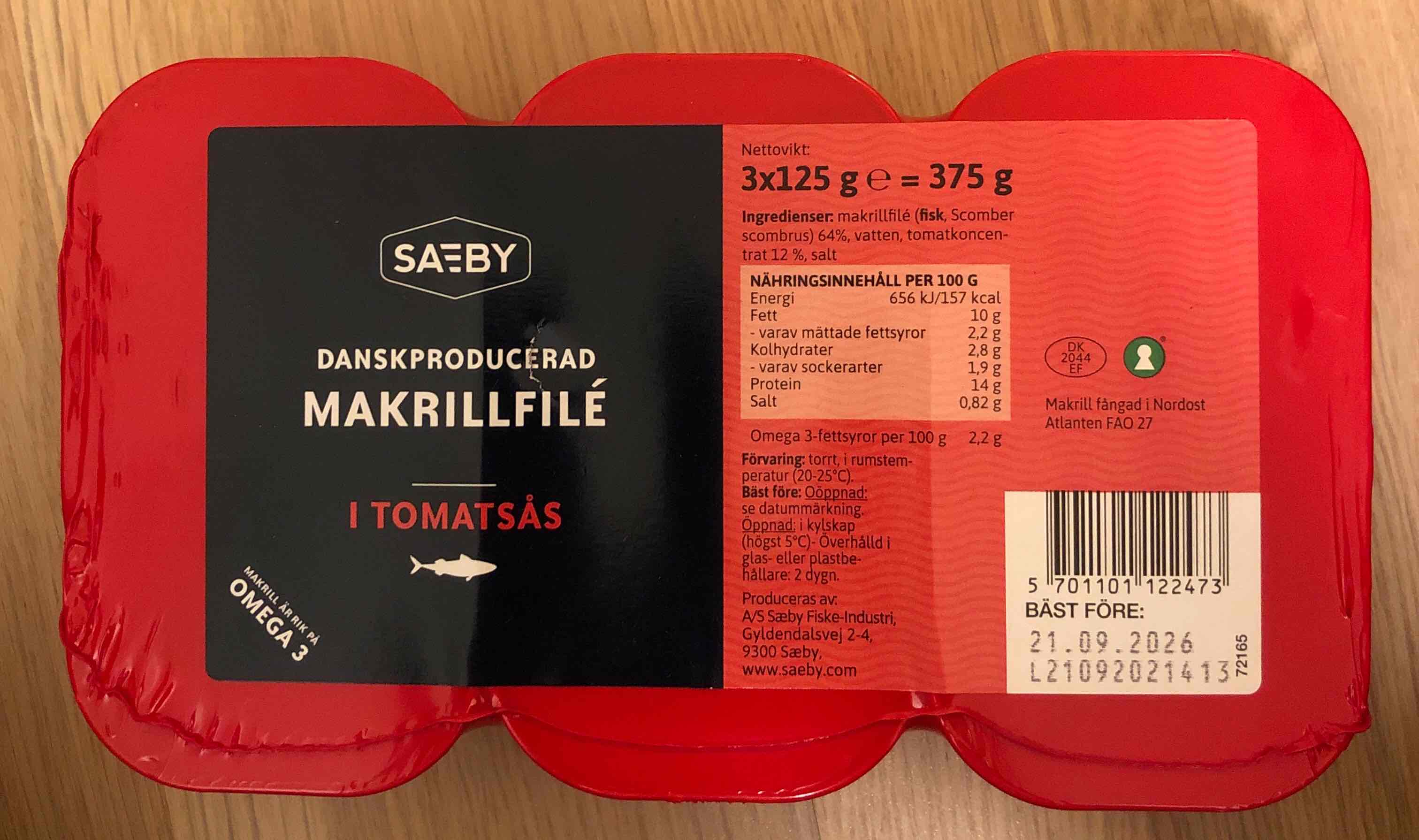 Makrillfilé i tomatsås