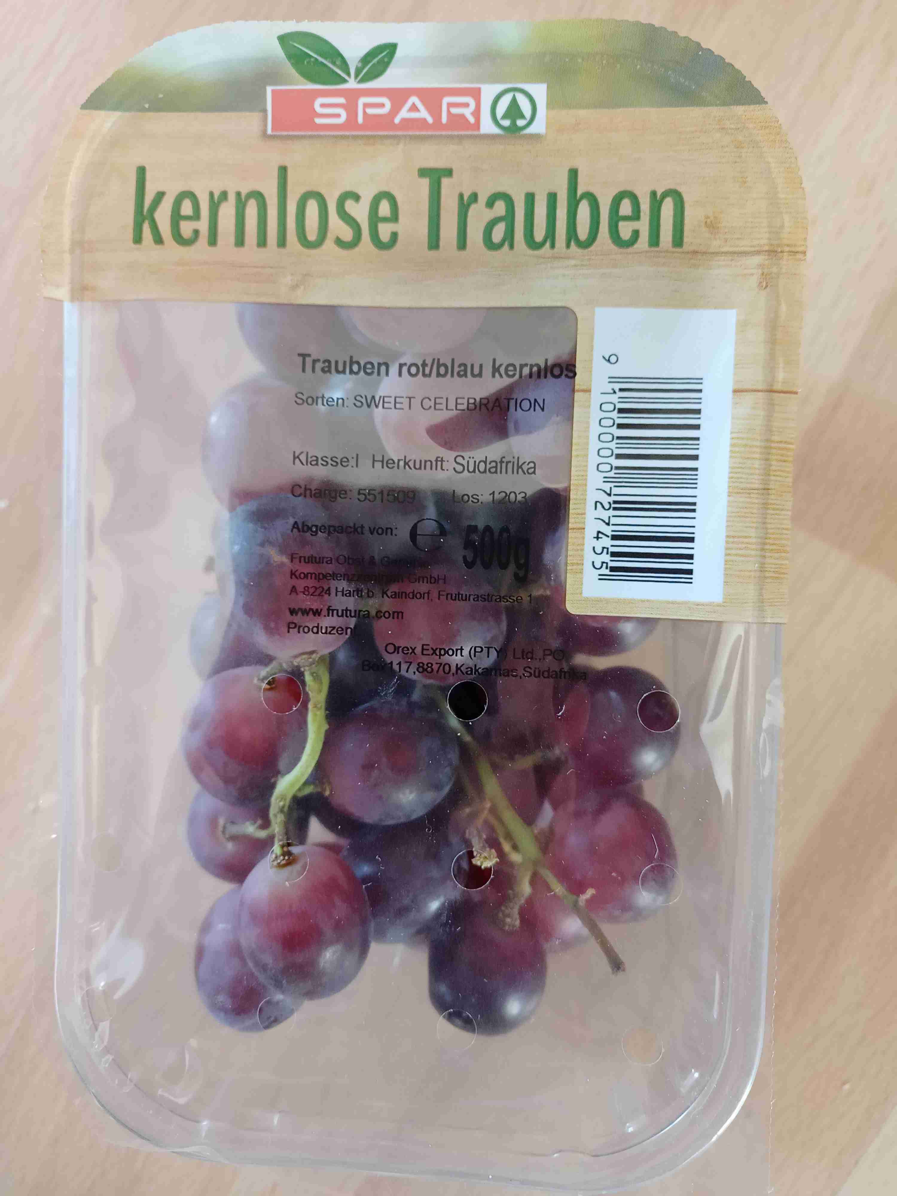 Trauben, rot kernlos