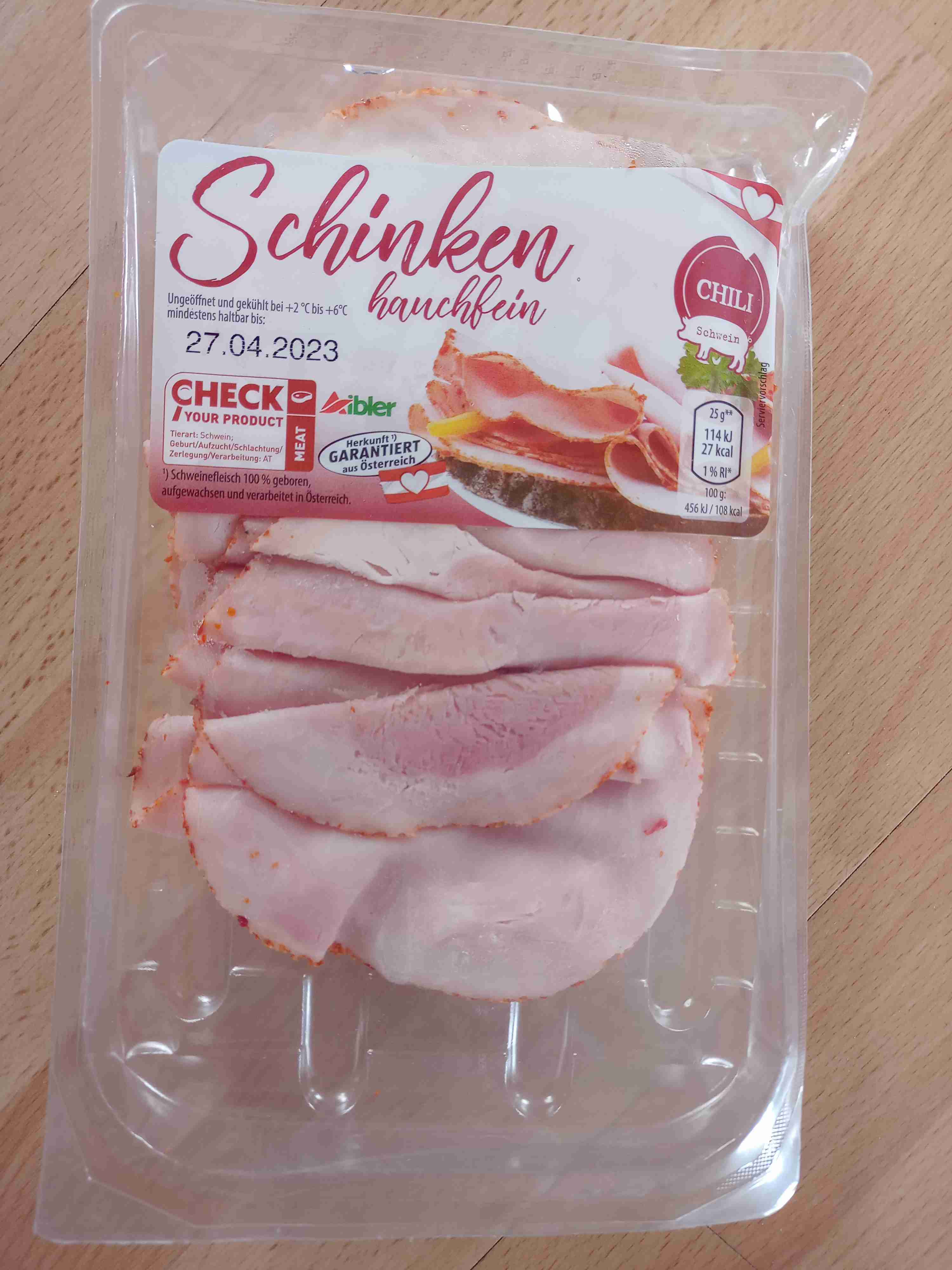 Schinken hauchfein, Schwein Chili