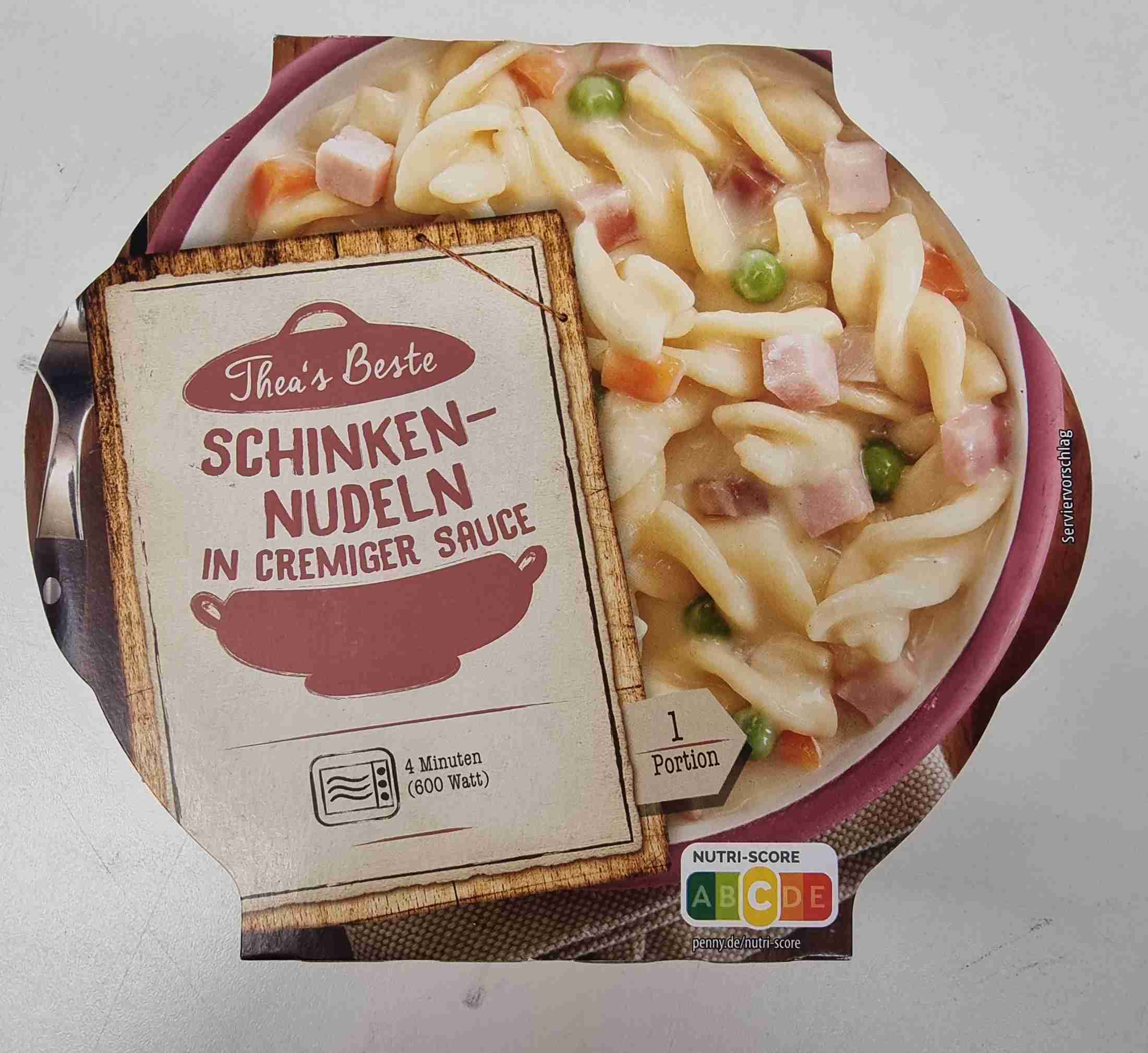 Schinkennudeln in cremiger Sauce