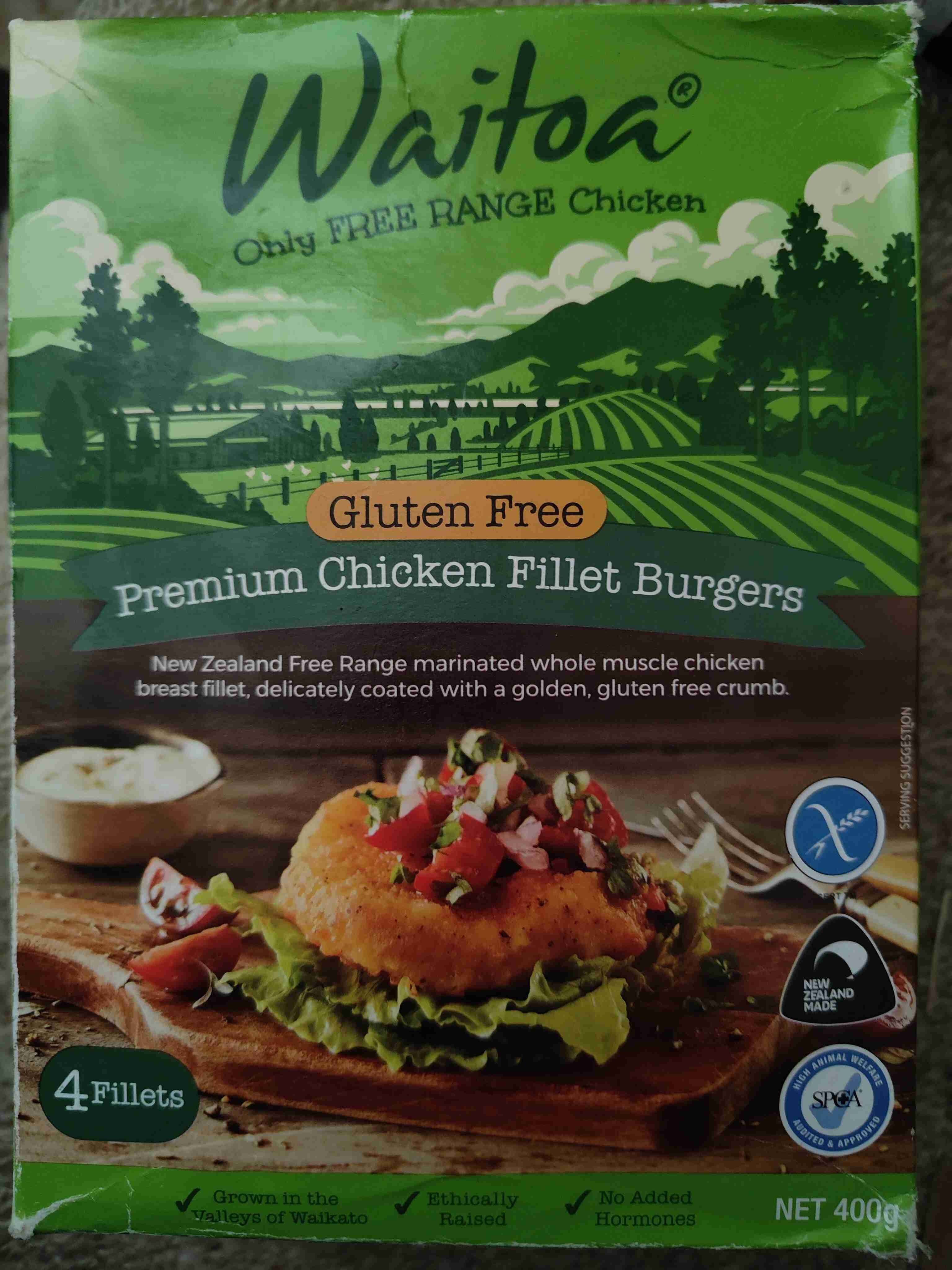 Gluten free chicken fillet burgers