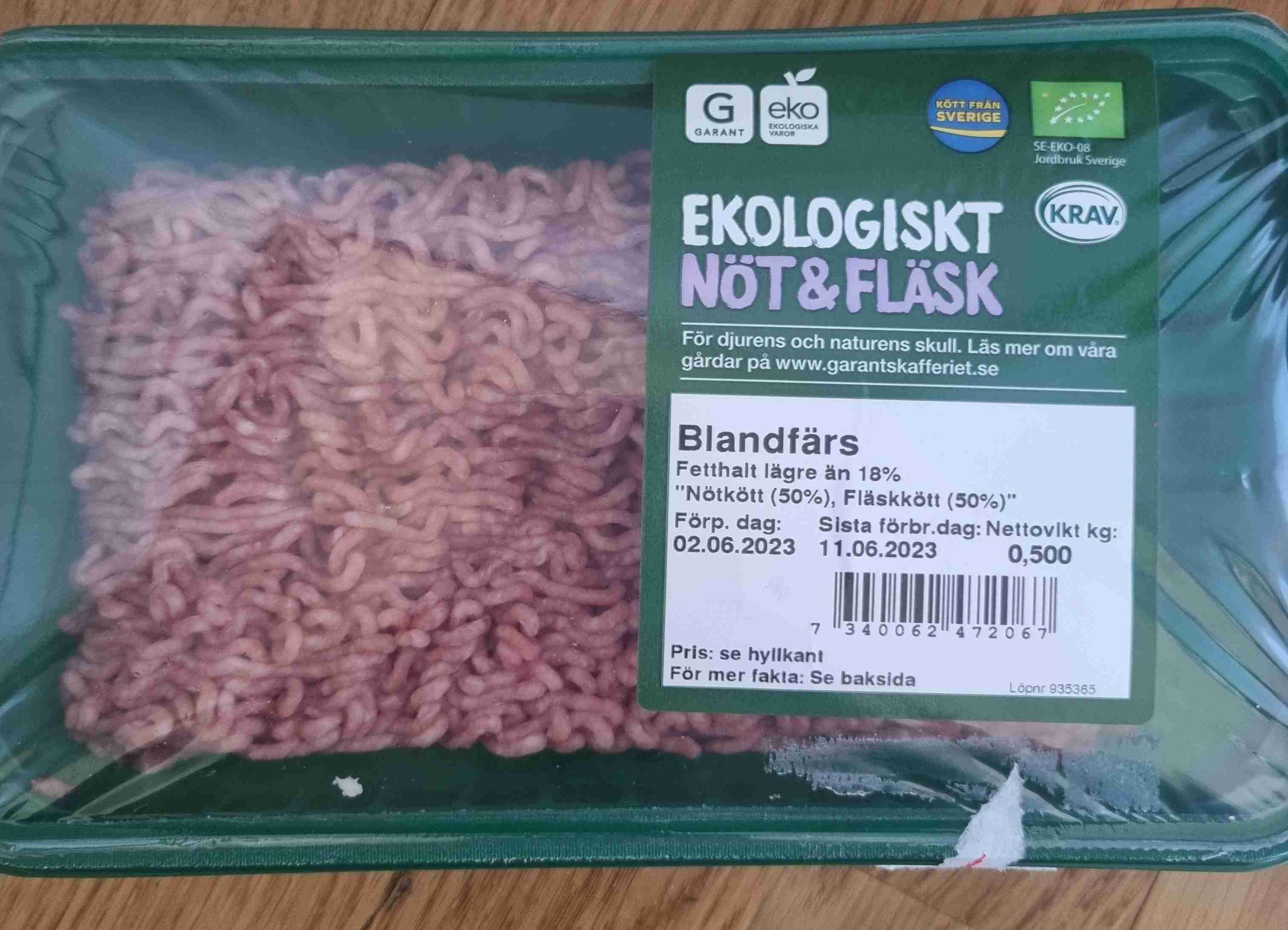 Blandfärs nöt och fläsk