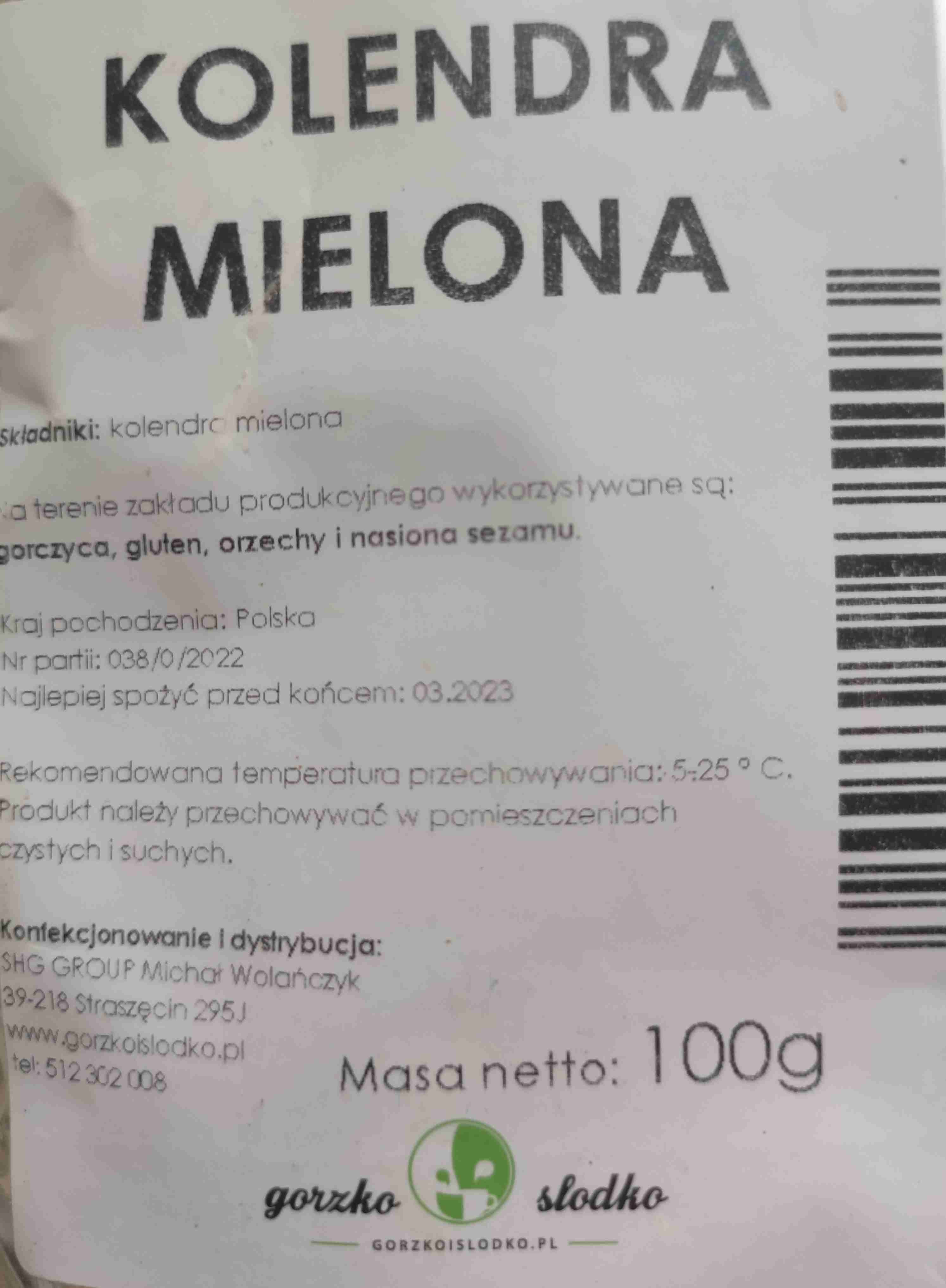 Kolendra mielona 