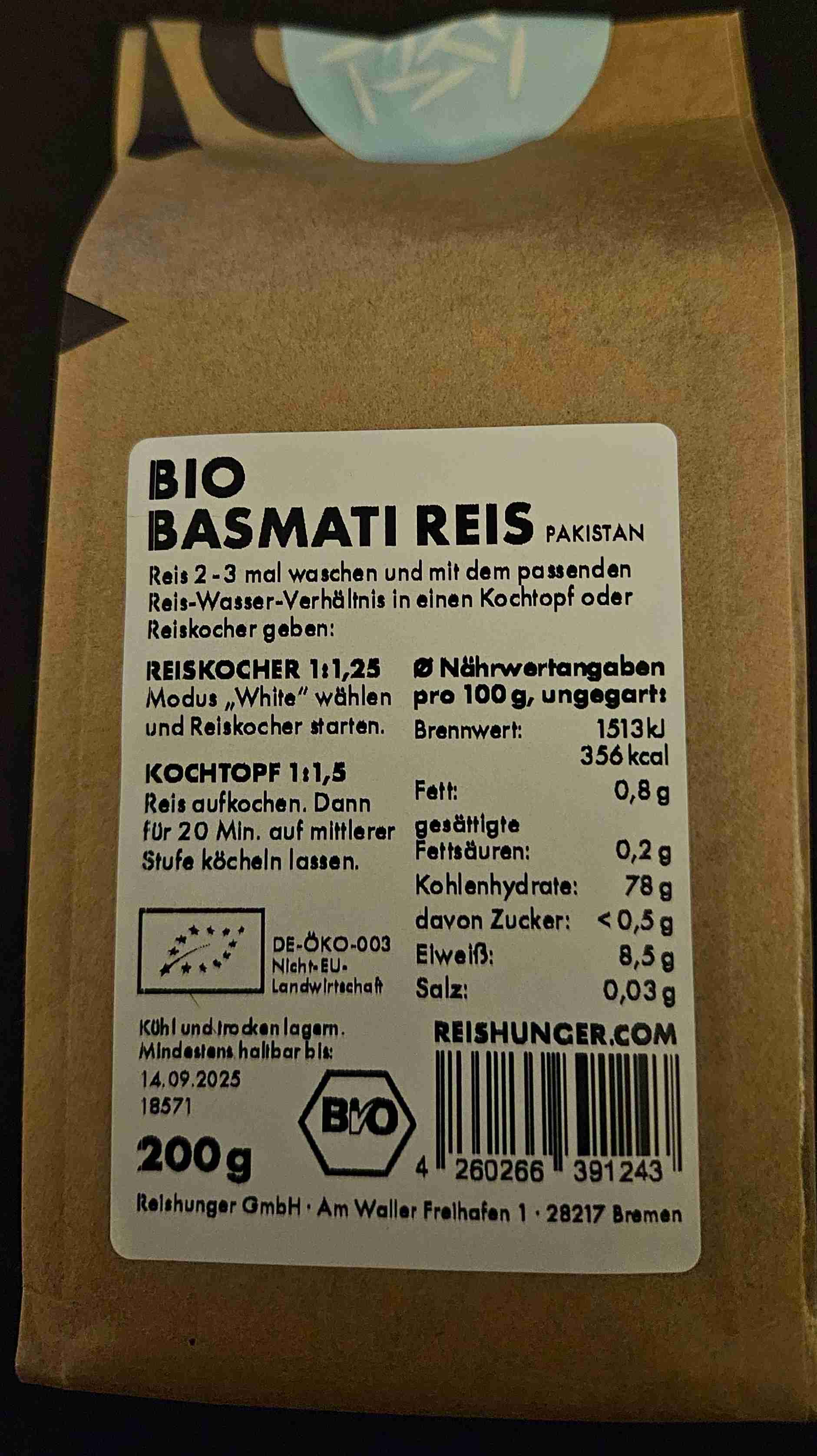 Bio Basmati Reis