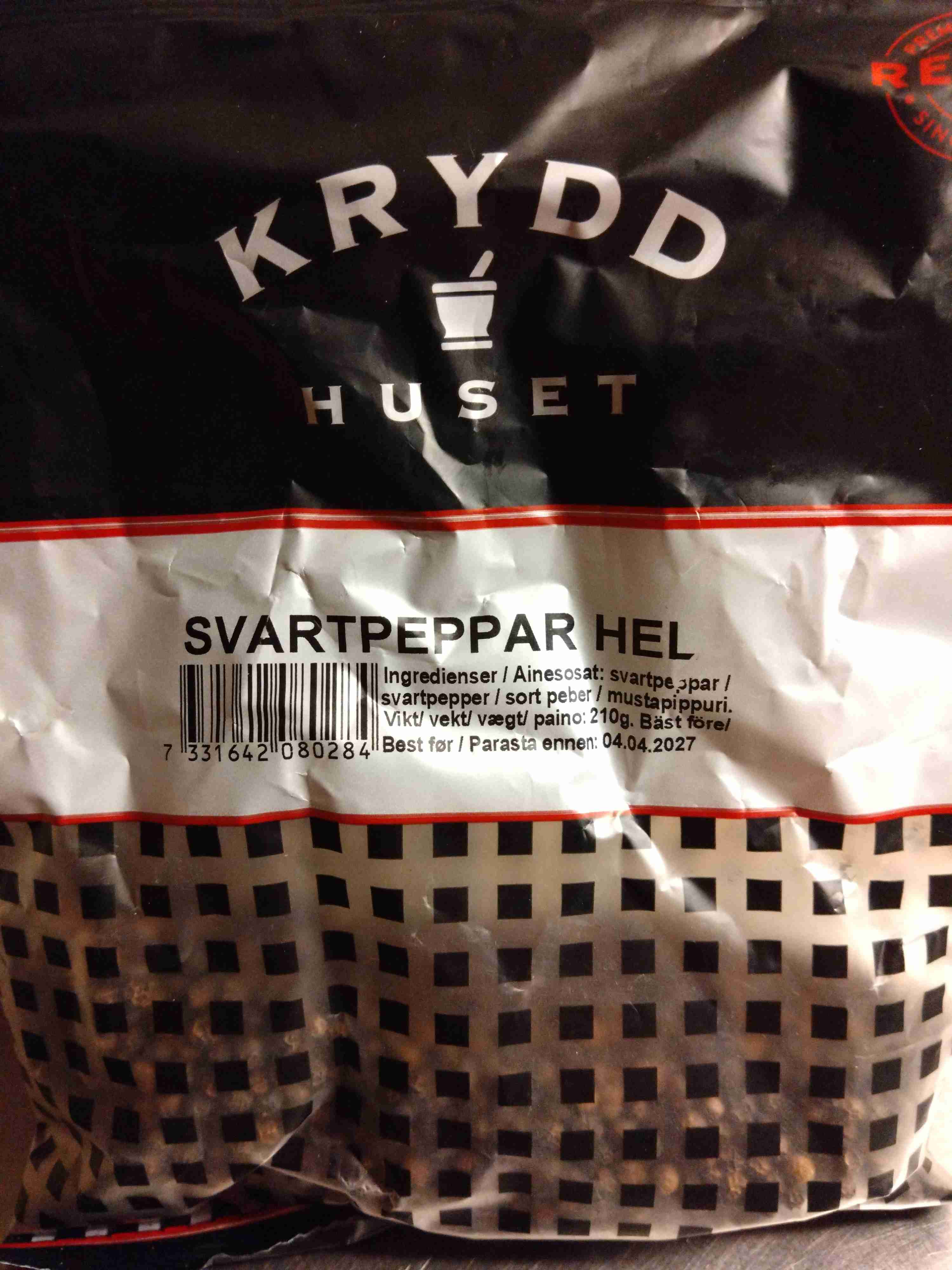 Svartpeppar hel