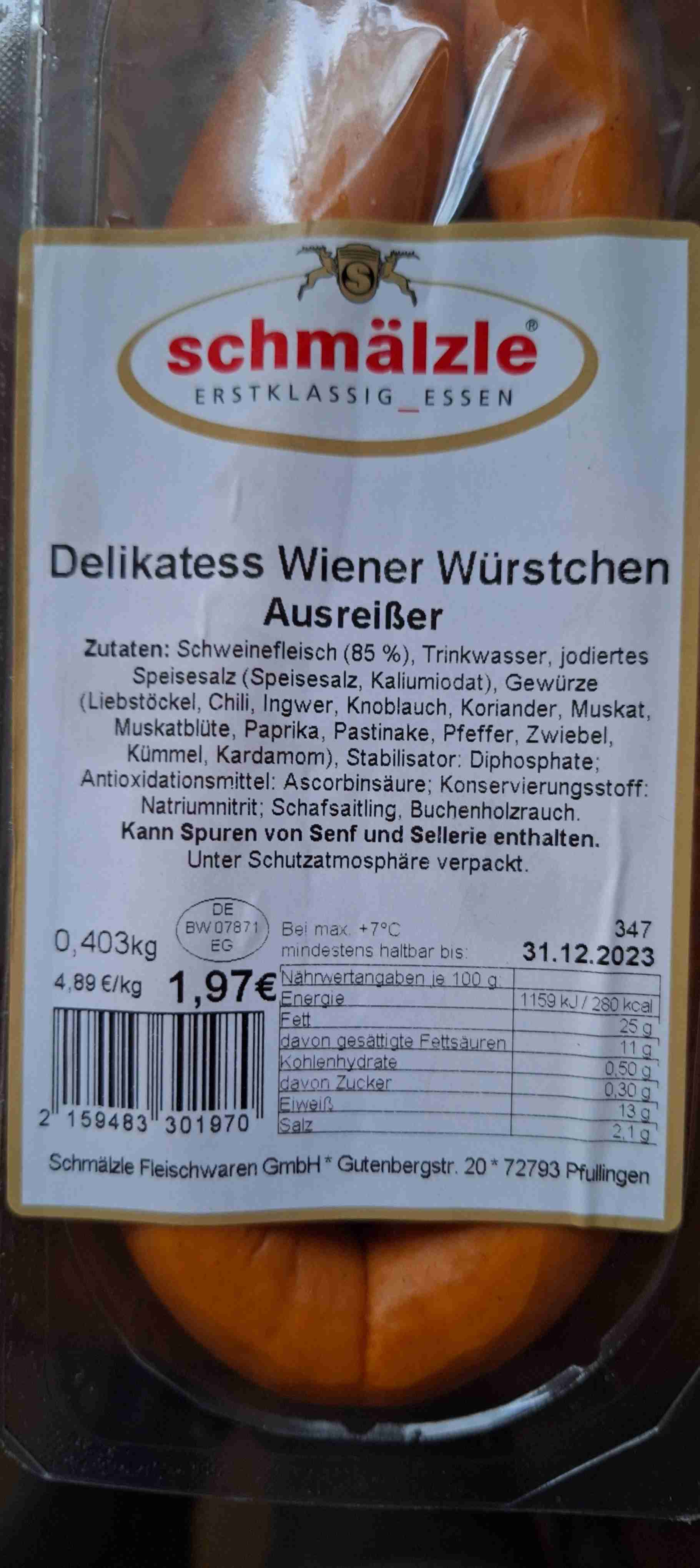 Delikatess Wiener Würstchen Ausreißer