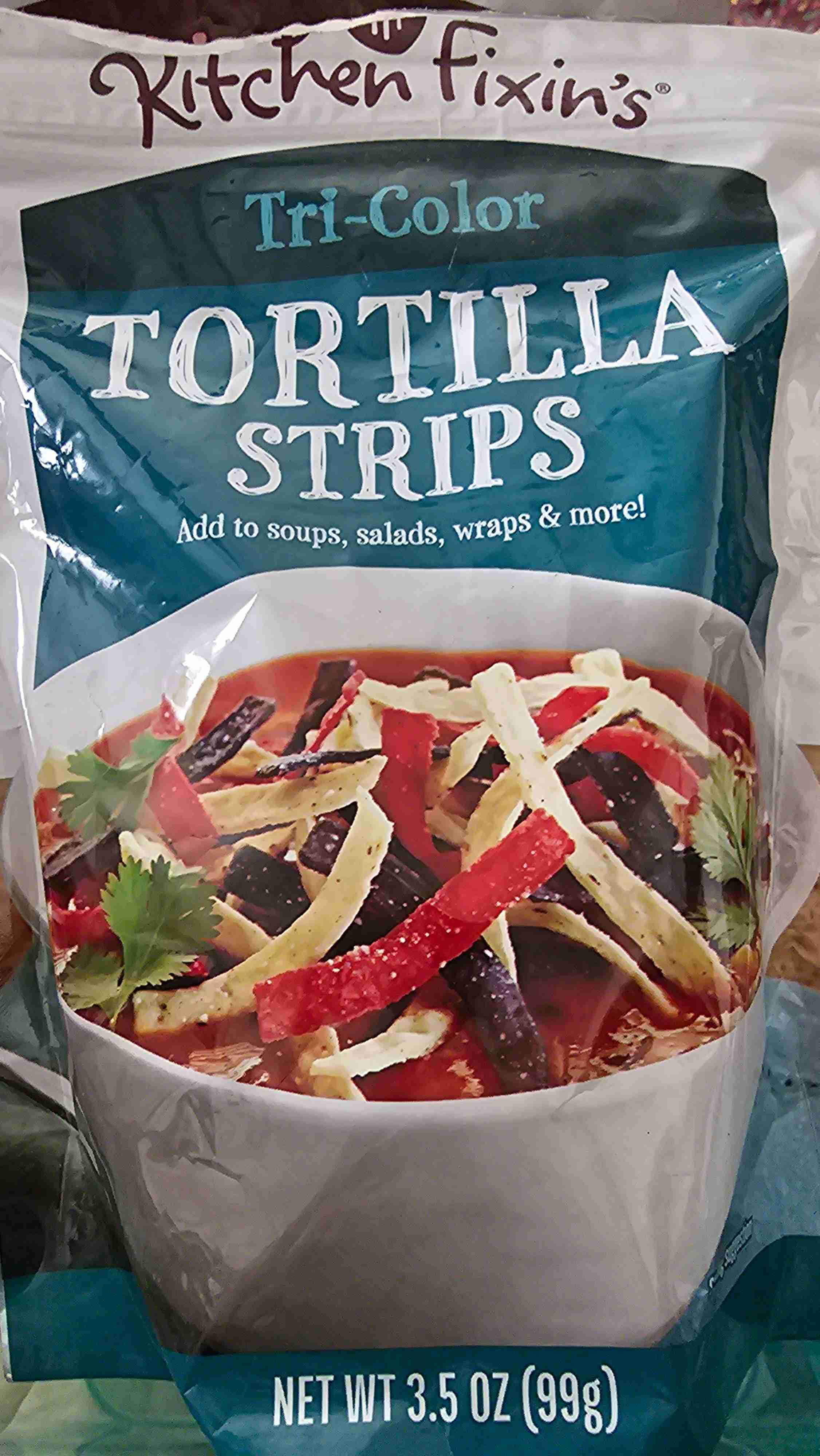 Tri-color tortilla strips