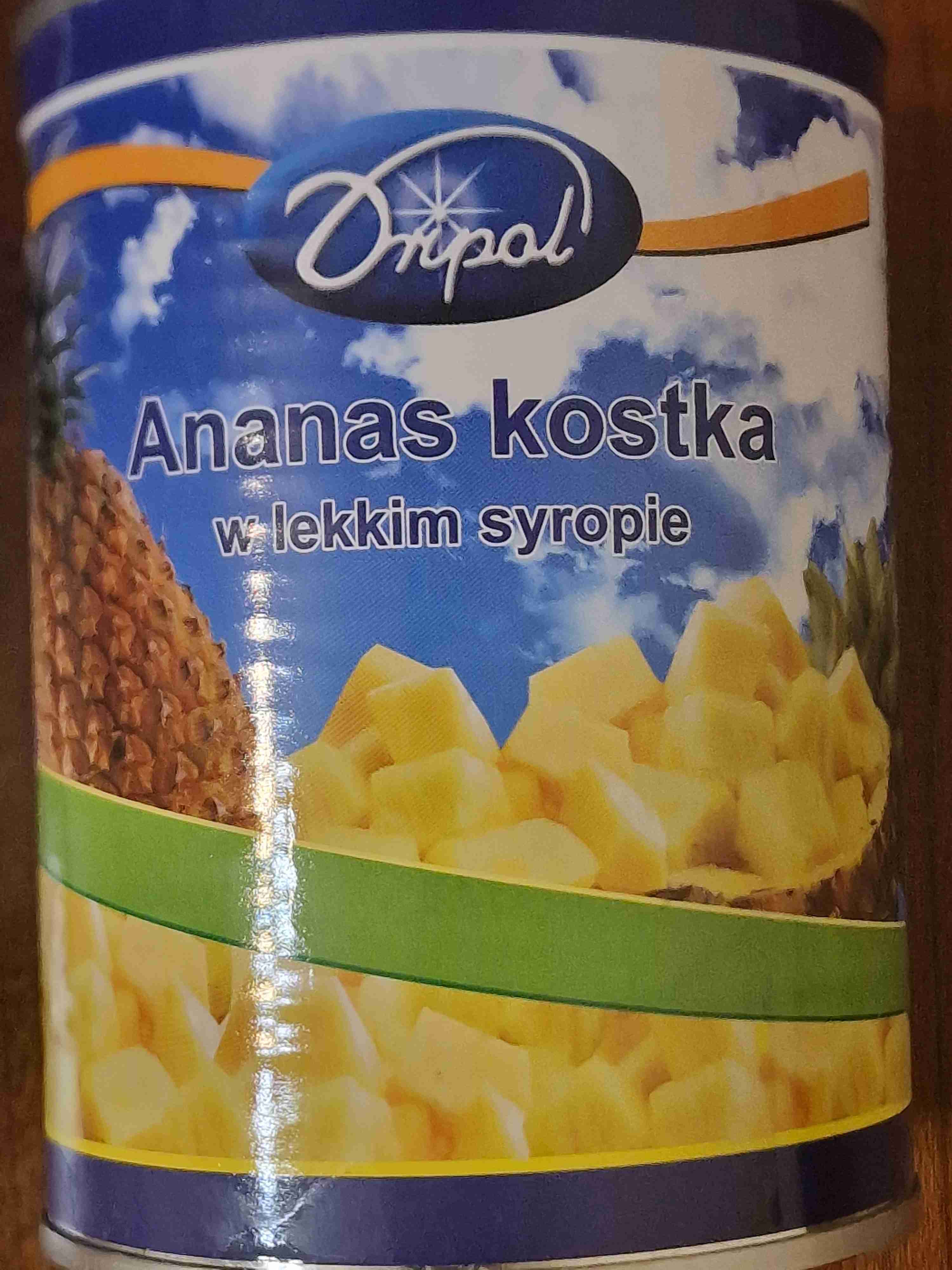 Ananas w lekkim syropie kostka