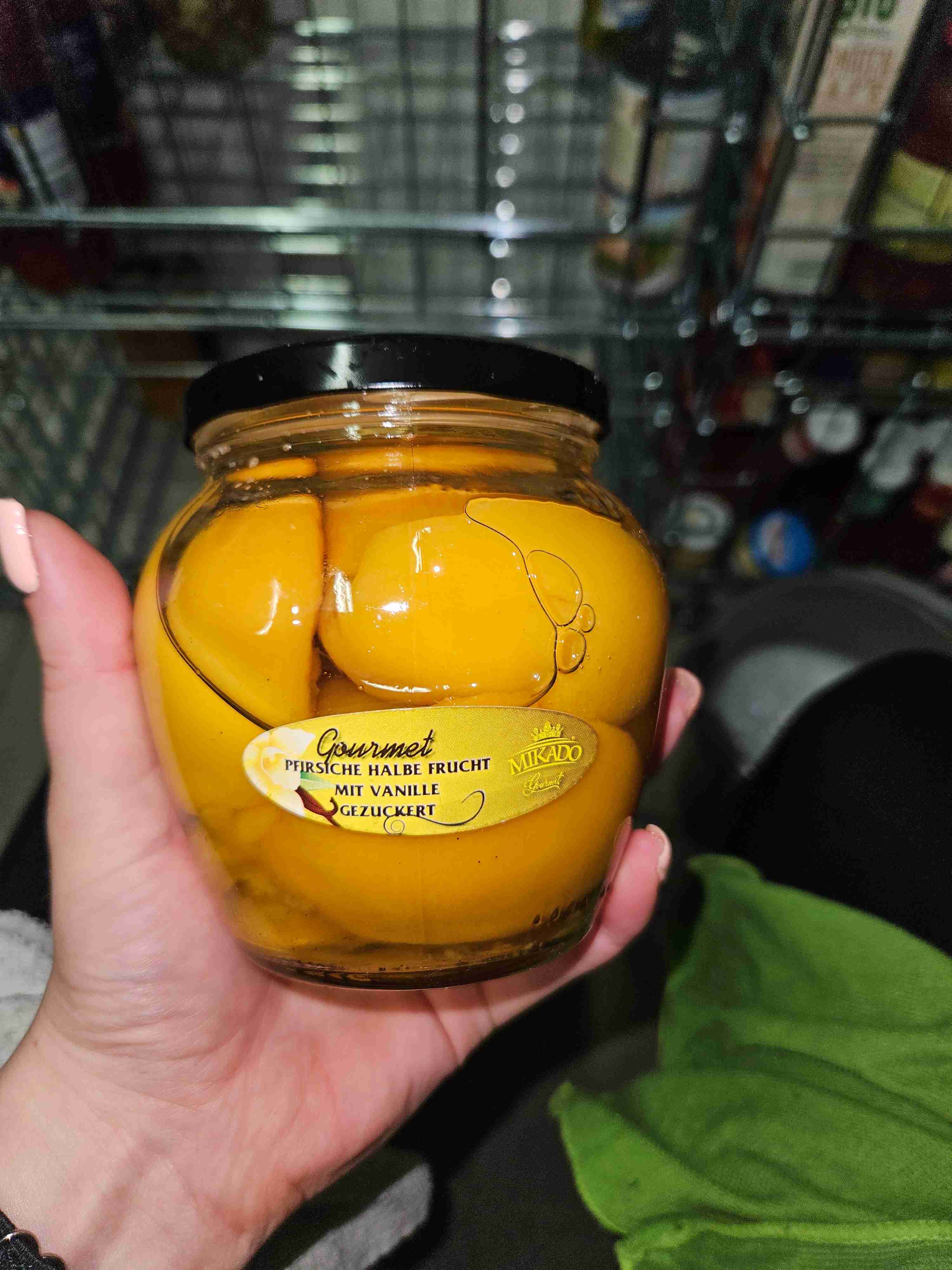 Pfirsiche, halbe Frucht, mit Vanille, gezuckert