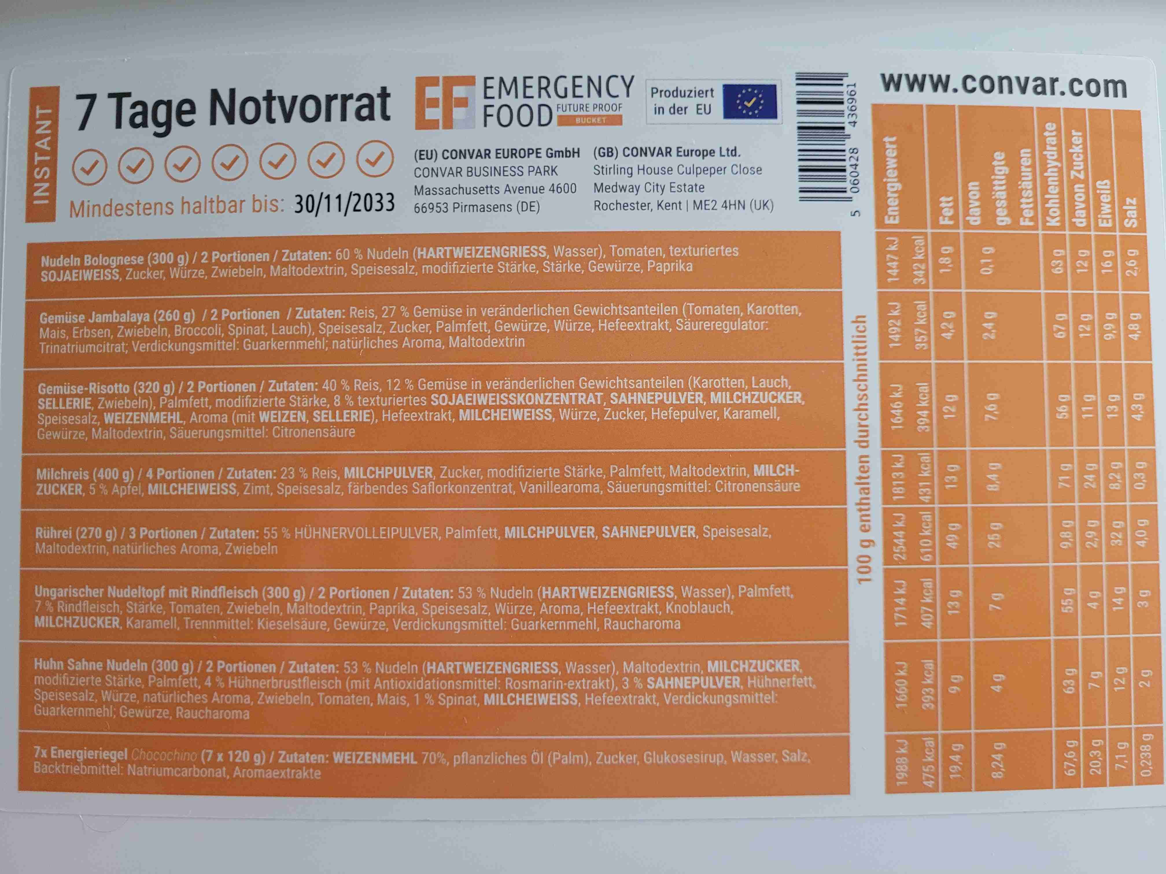 7 Tage Notvorrat