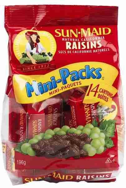 Raisins mini packs