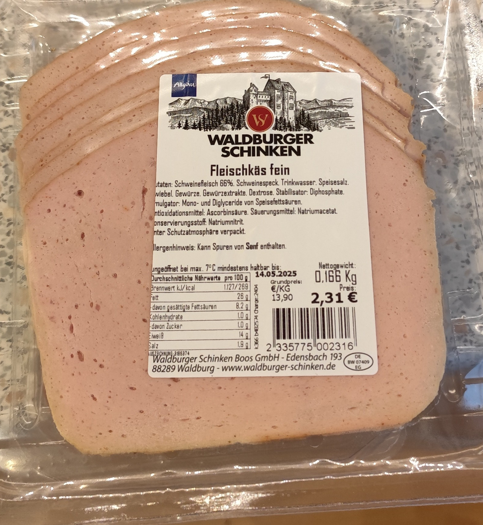 Fleischkäse fein