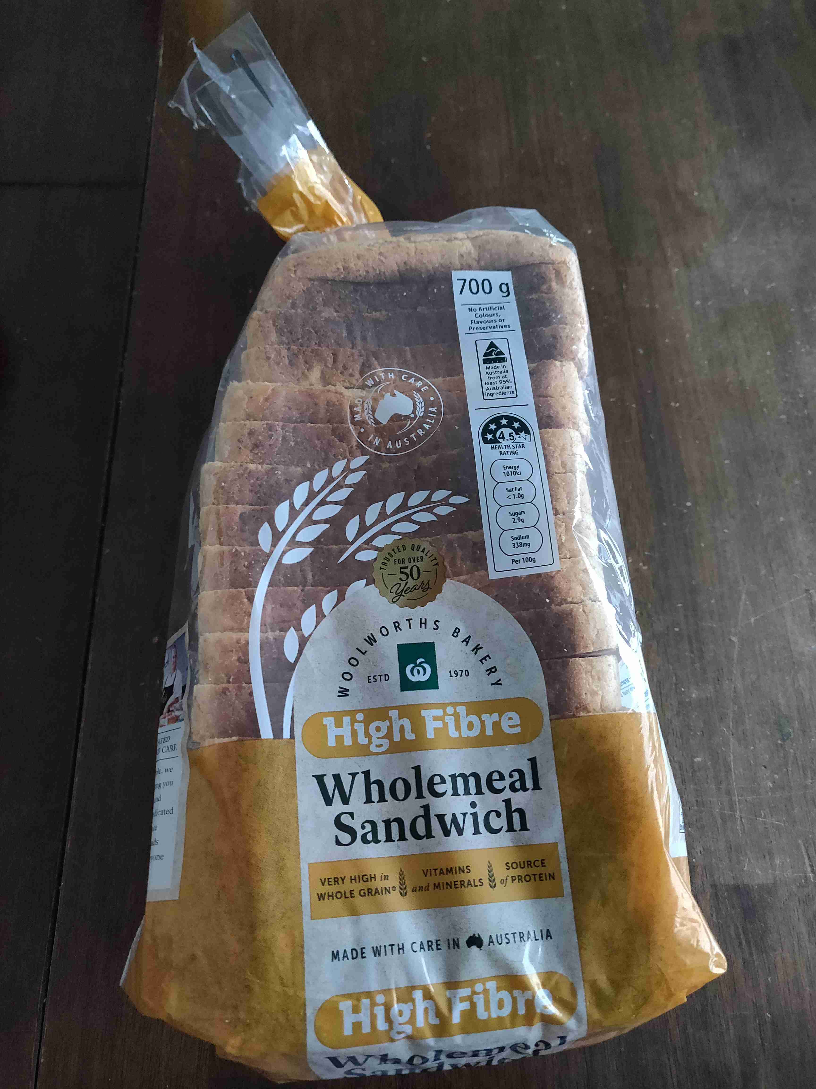 Woolworths High Fibre Wholemeal Sandwich