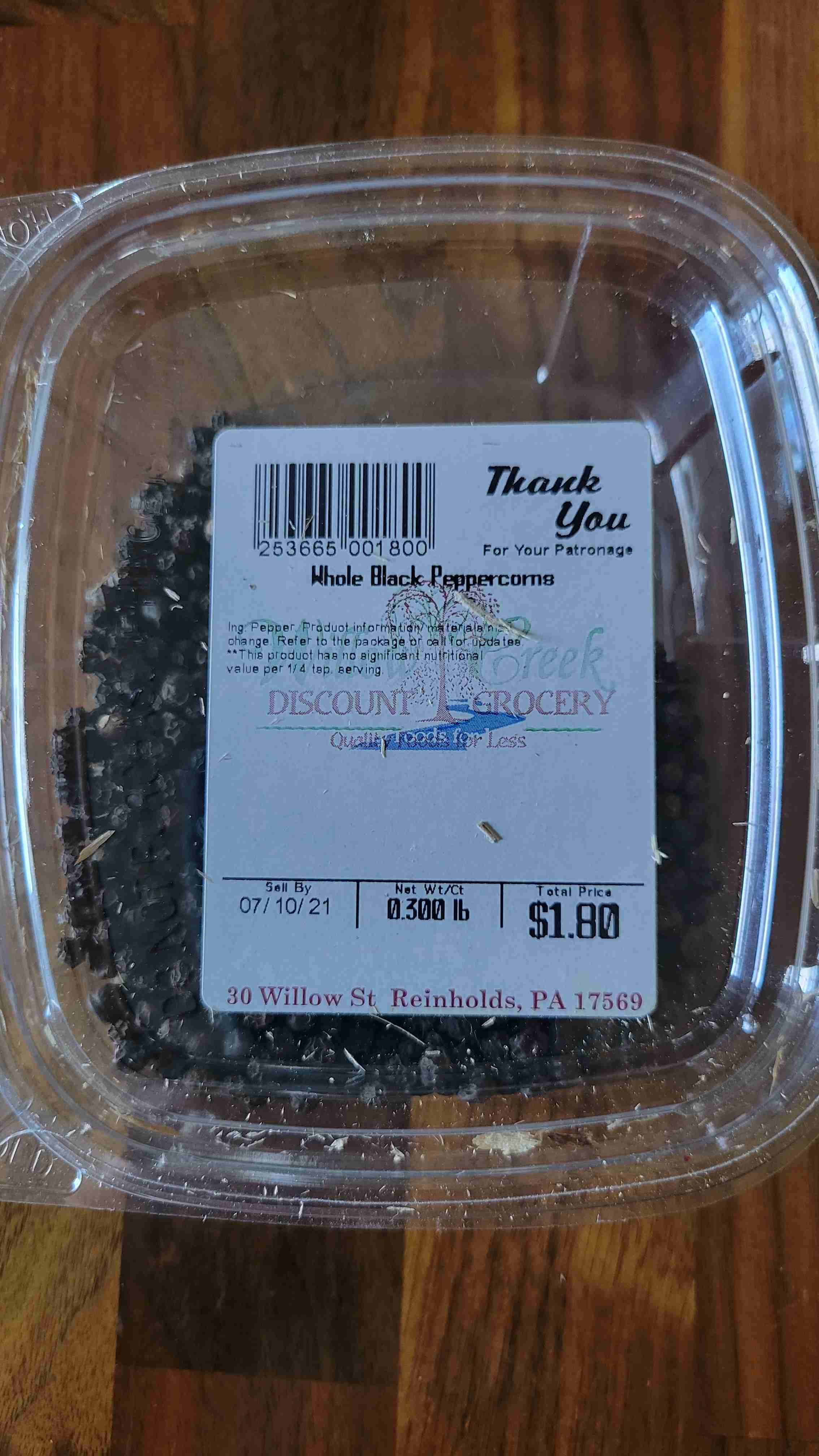 Whole Black Peppercorn