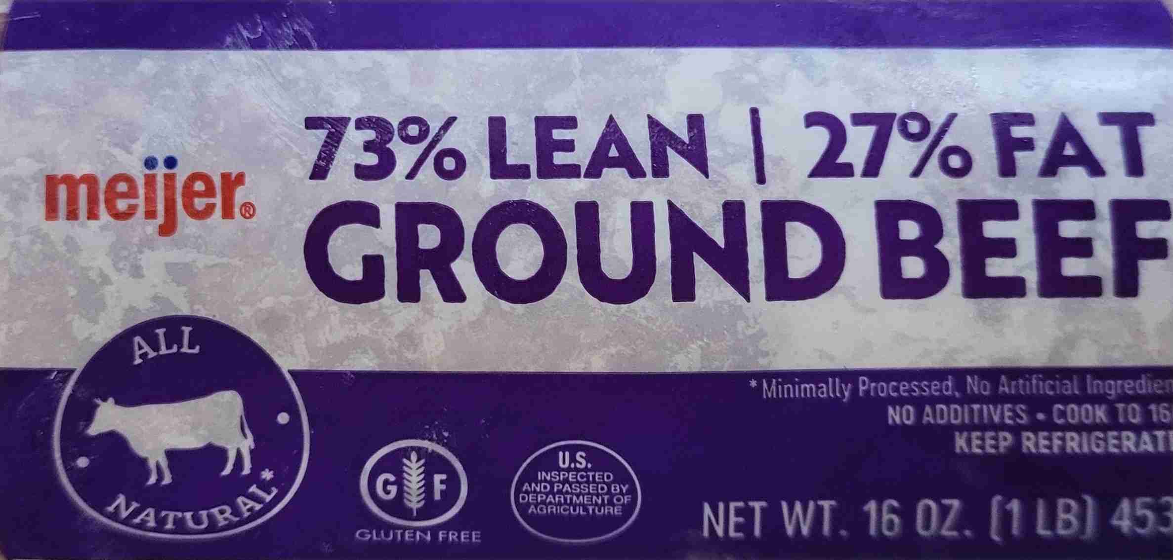 73% Lean, 27% Fat Ground Beef