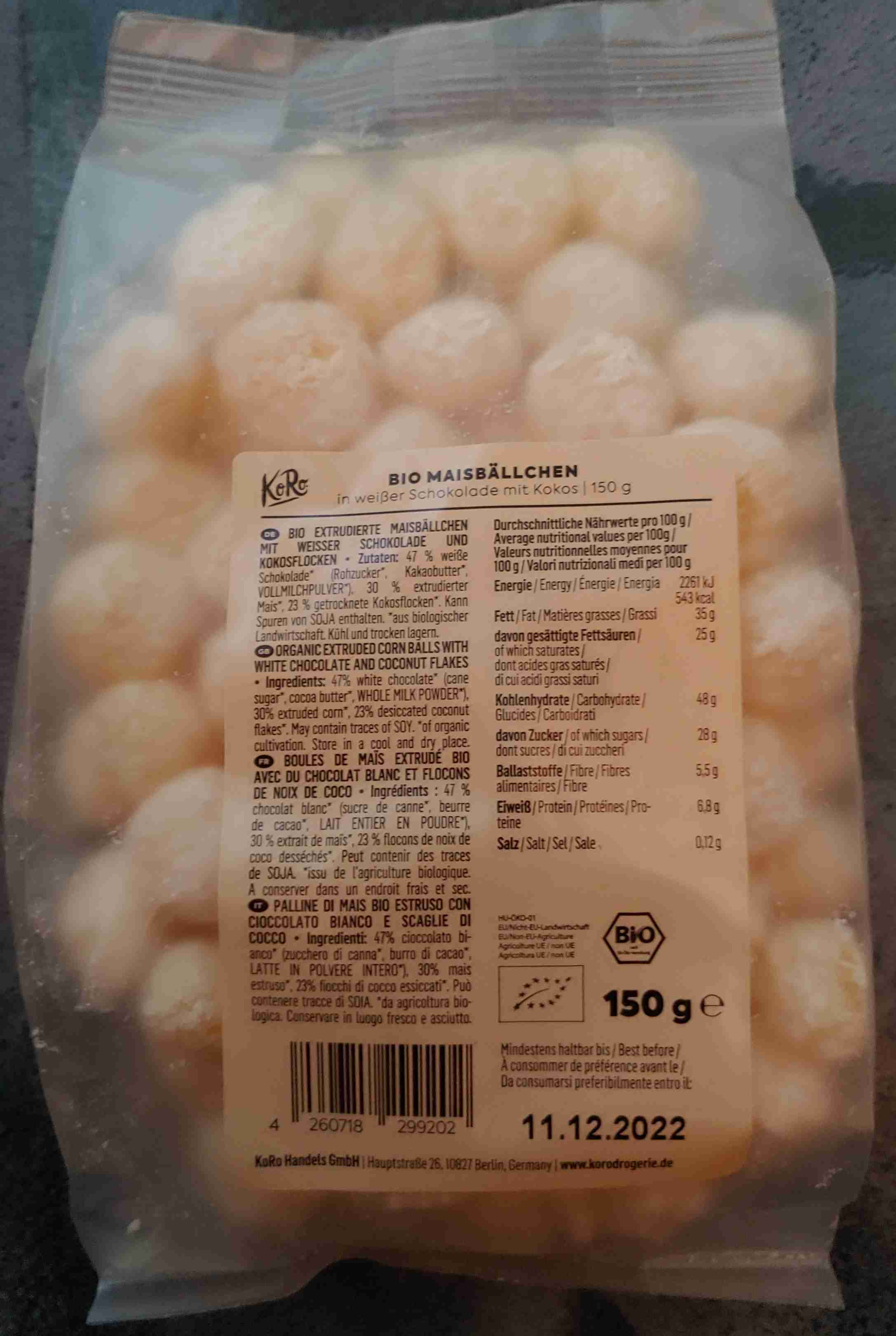 Bio Maisbällchen Kokos