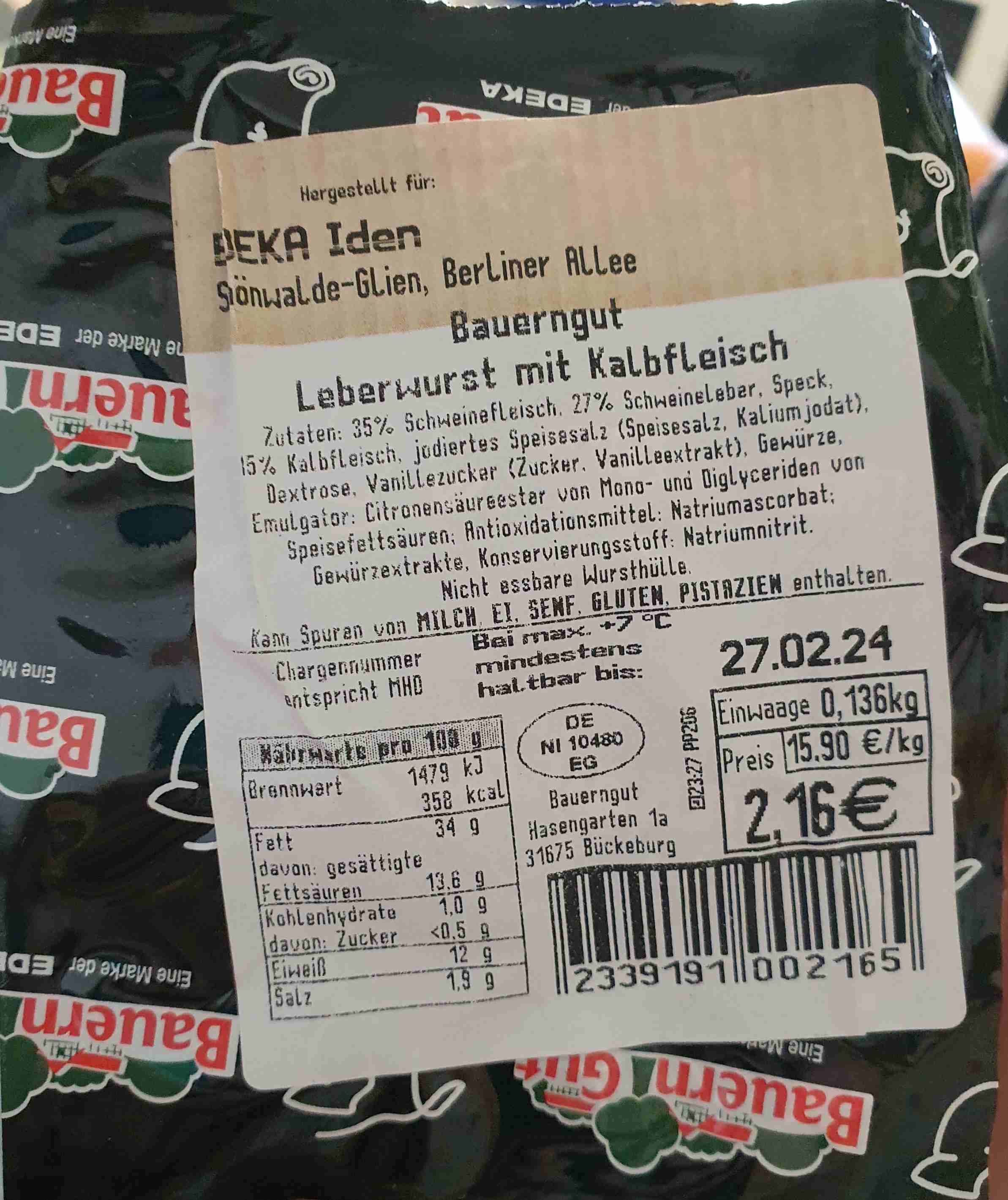 Leberwurst mit Kalbfleisch