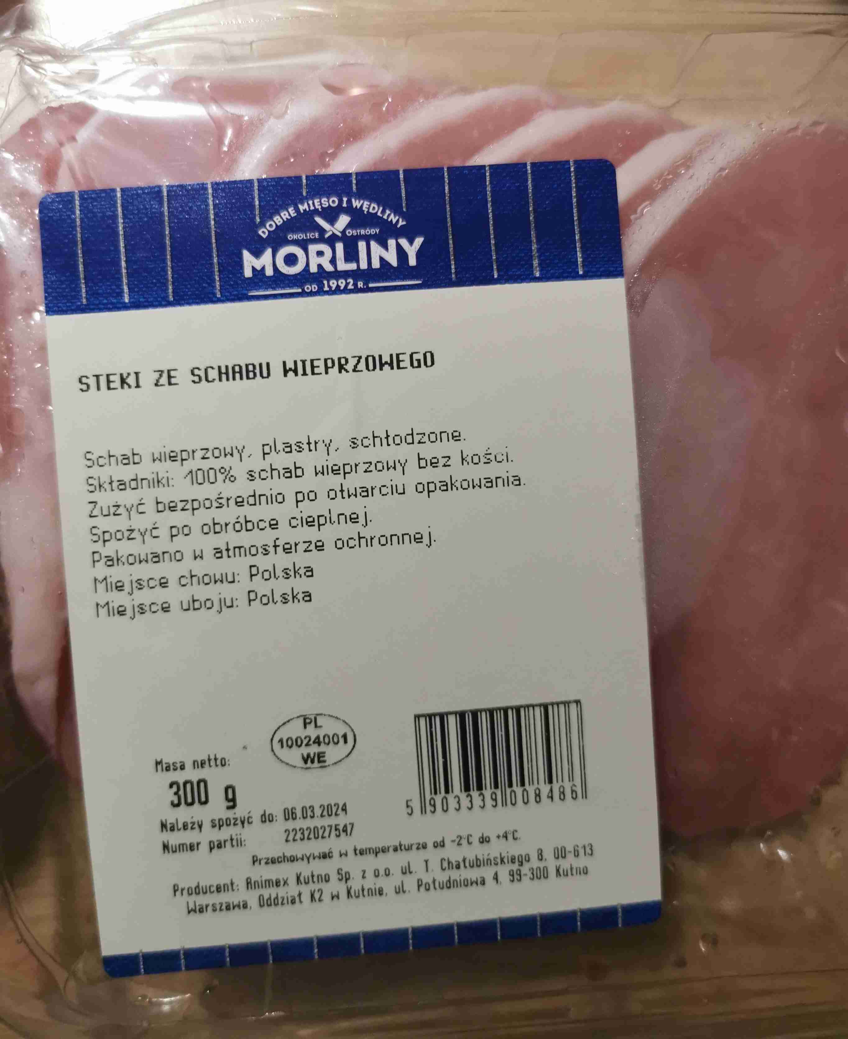 Steki że schabu wieprzowego