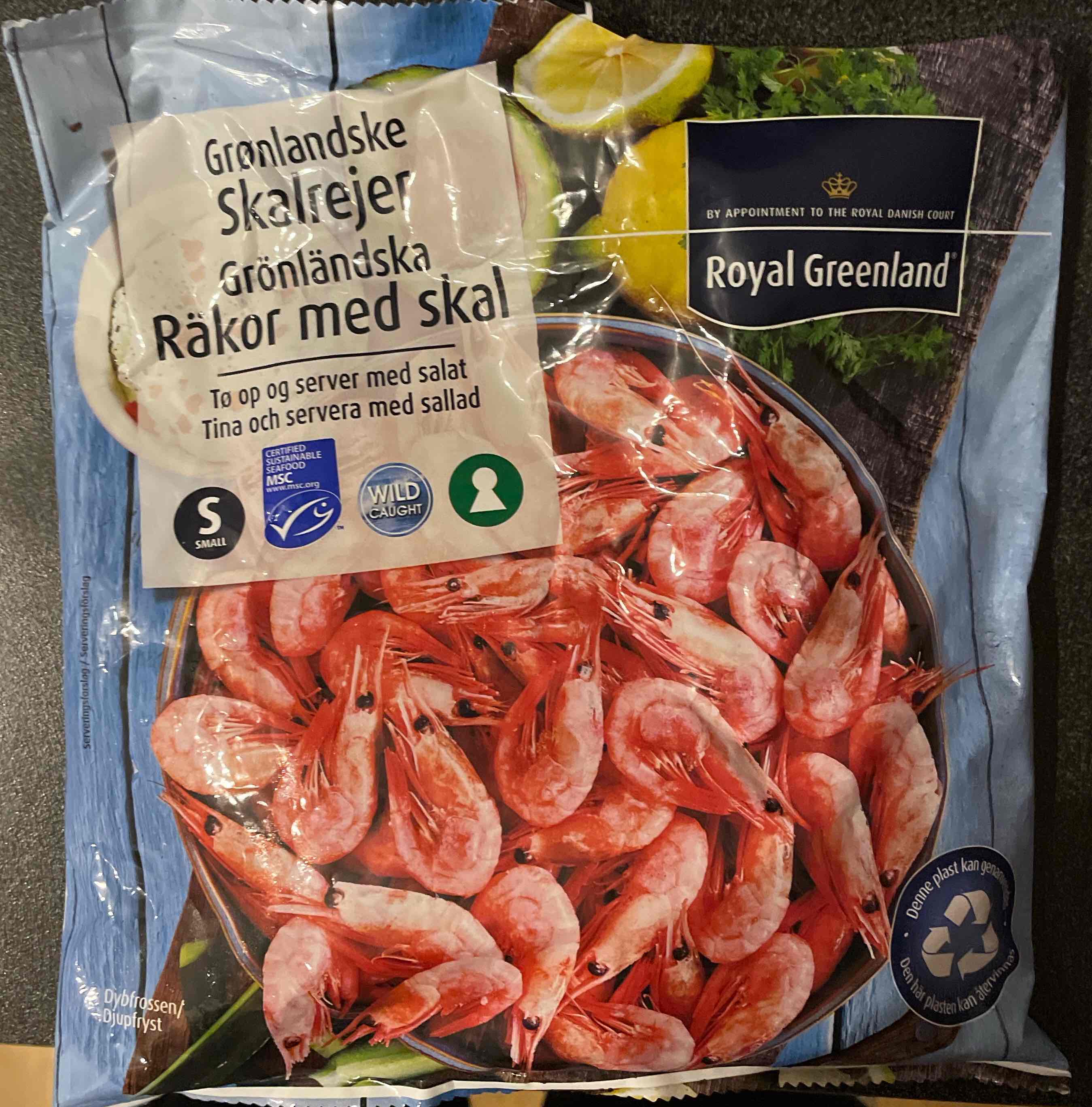 Räkor med skal, S
