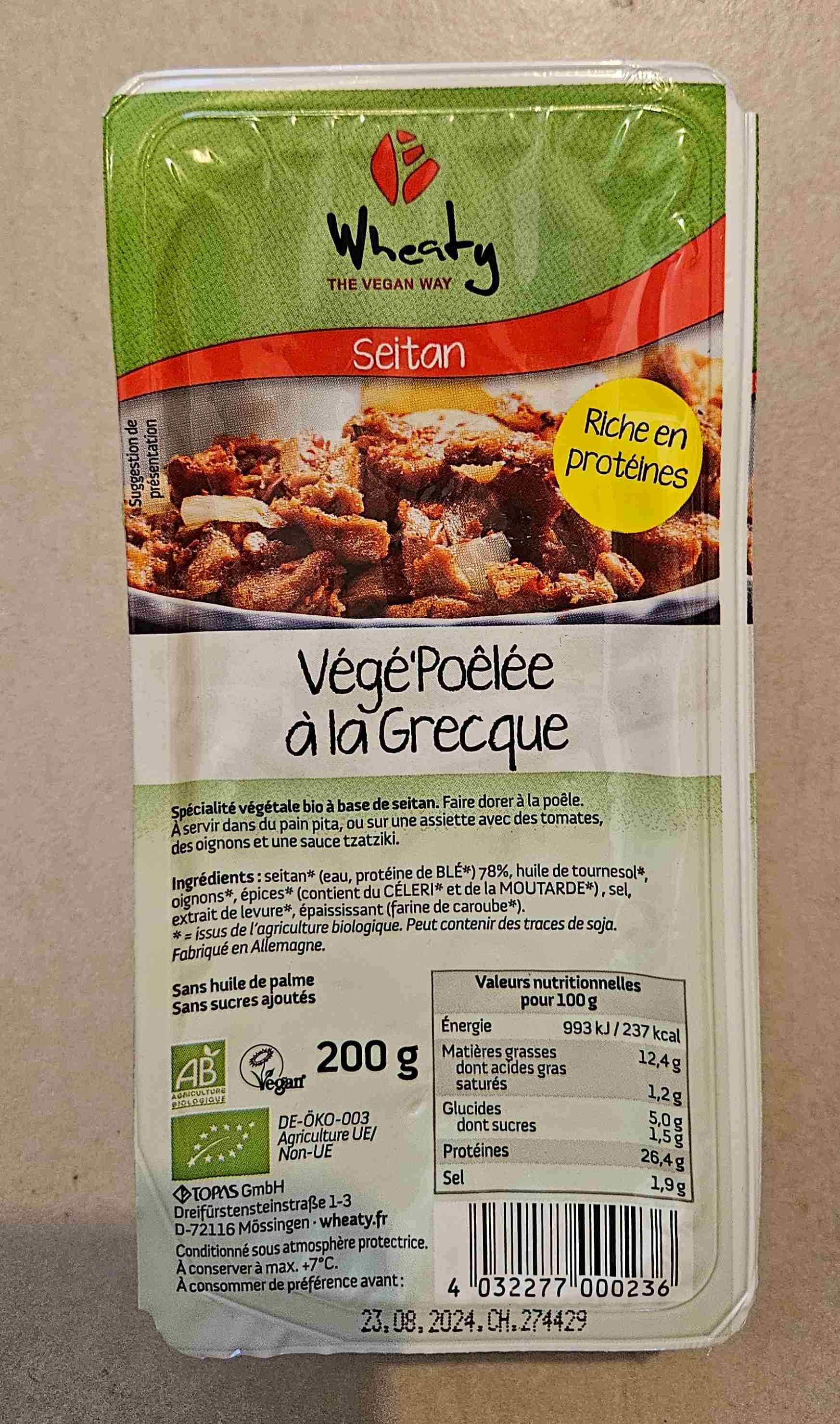 Wheaty Seitan Vege'Poelee a la Grecque