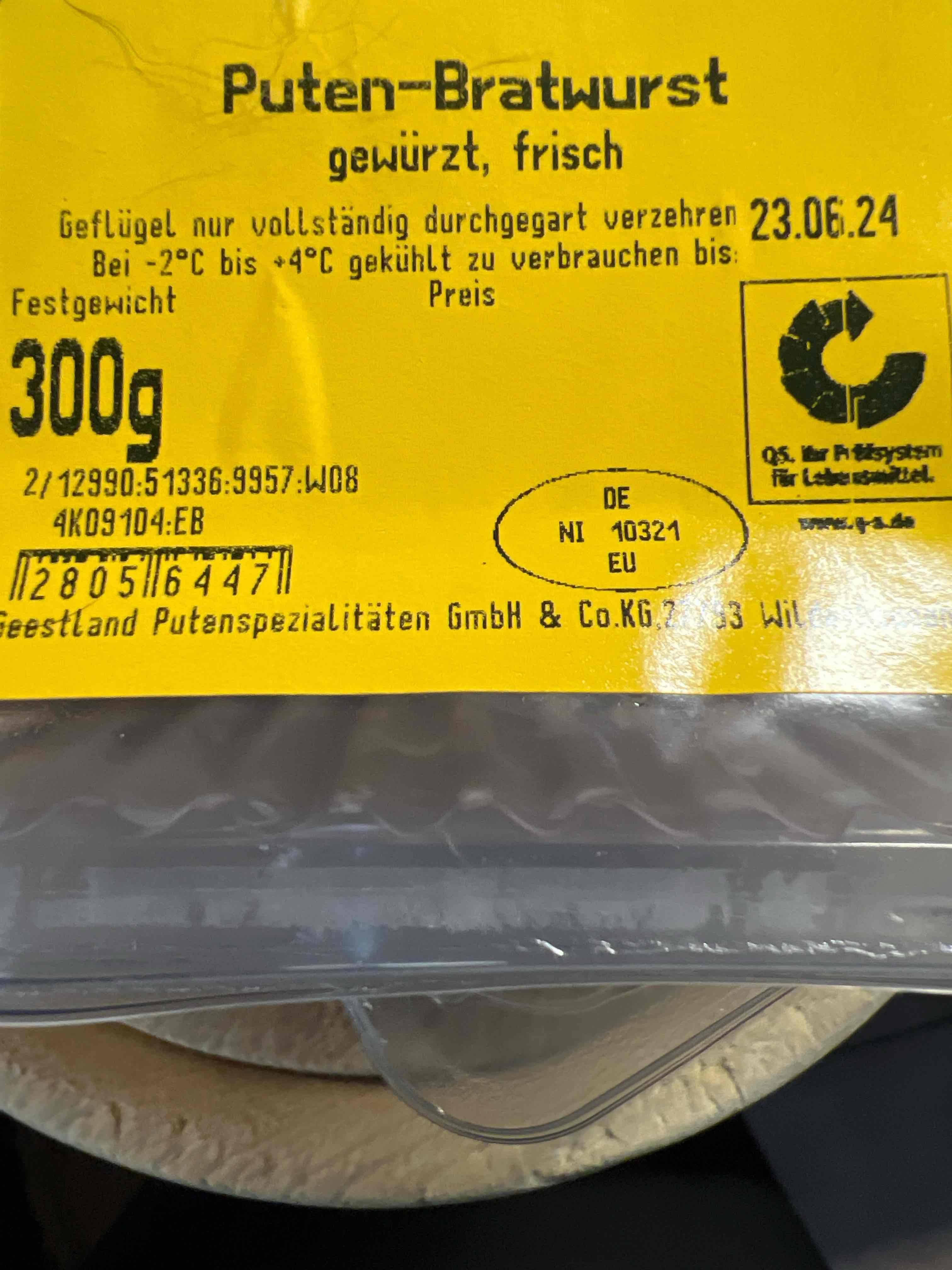 Puten Bratwurst