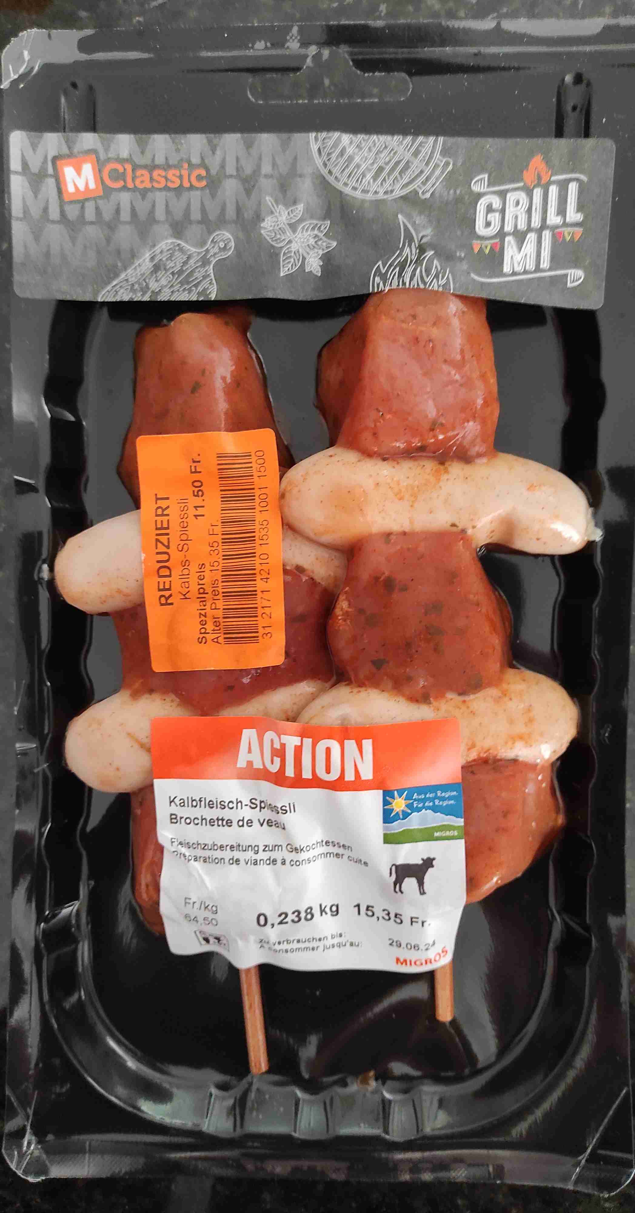 Kalbfleisch-Spiessli