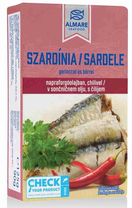 Szardínia Napraforgó Olajban Chilivel