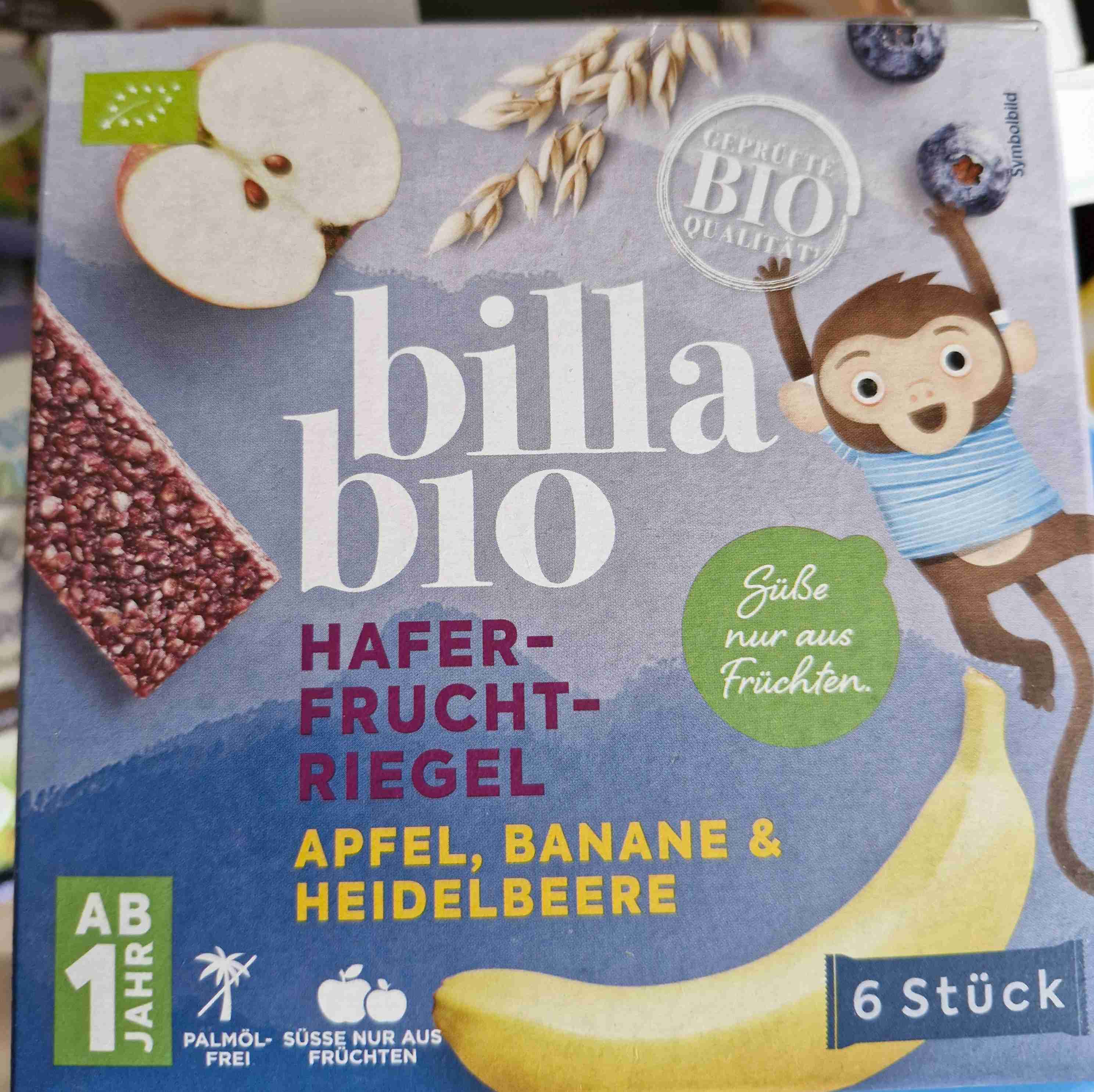 Hafer Frucht Riegel Apfel Banane Heidelbeere