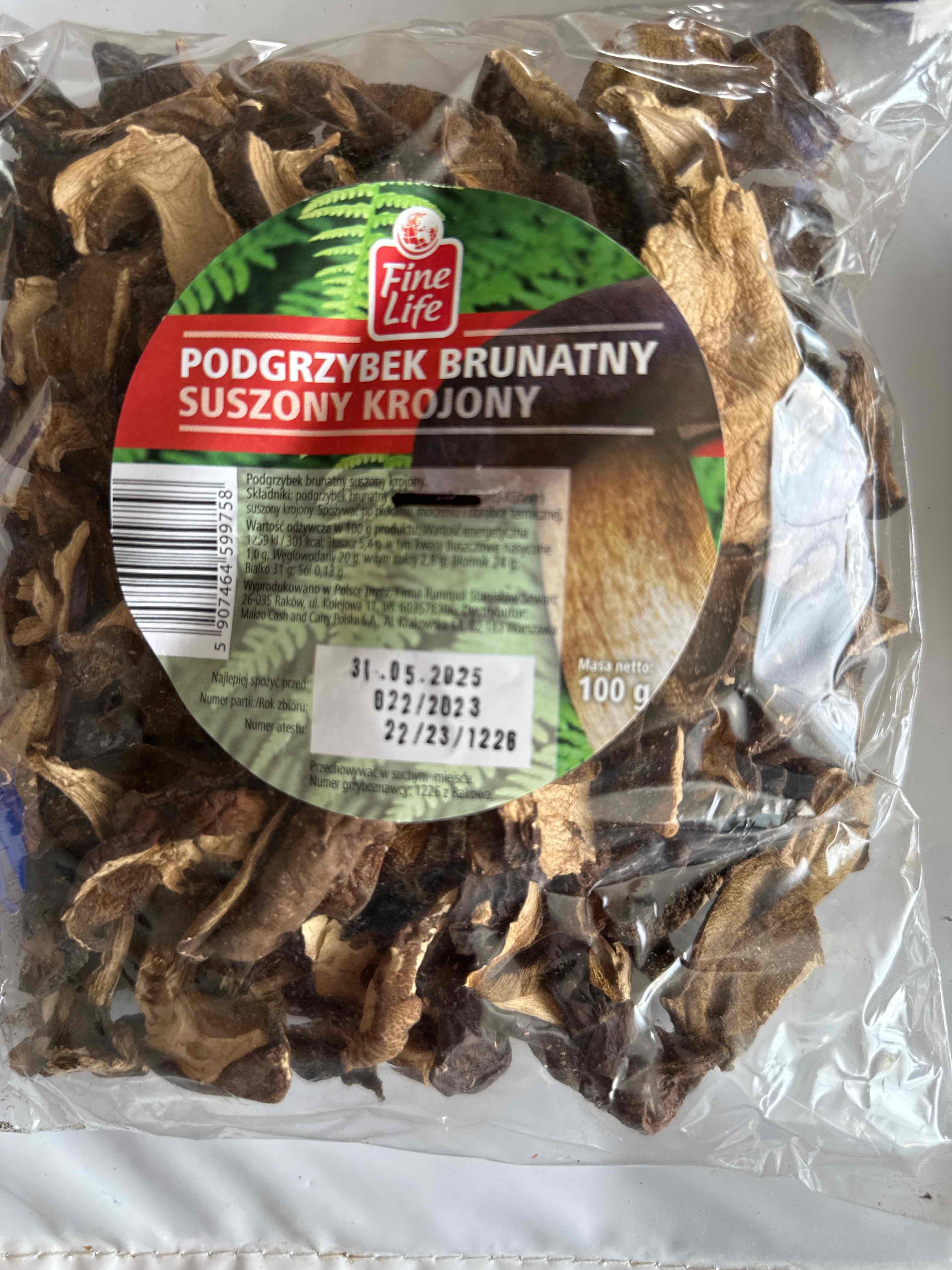 Podgrzybek brunatny suszony krojony