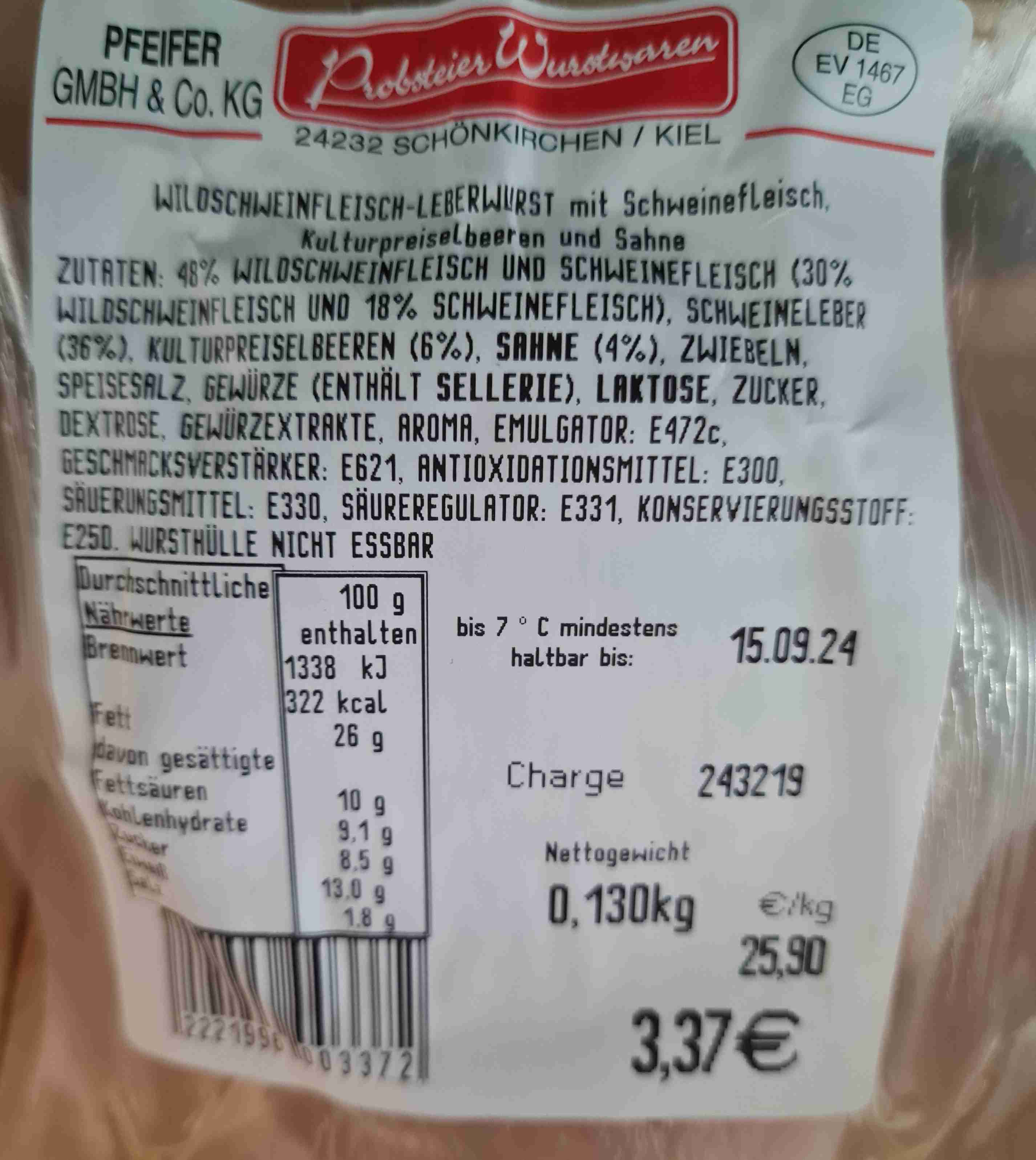 Wildschwein- Leberwurst