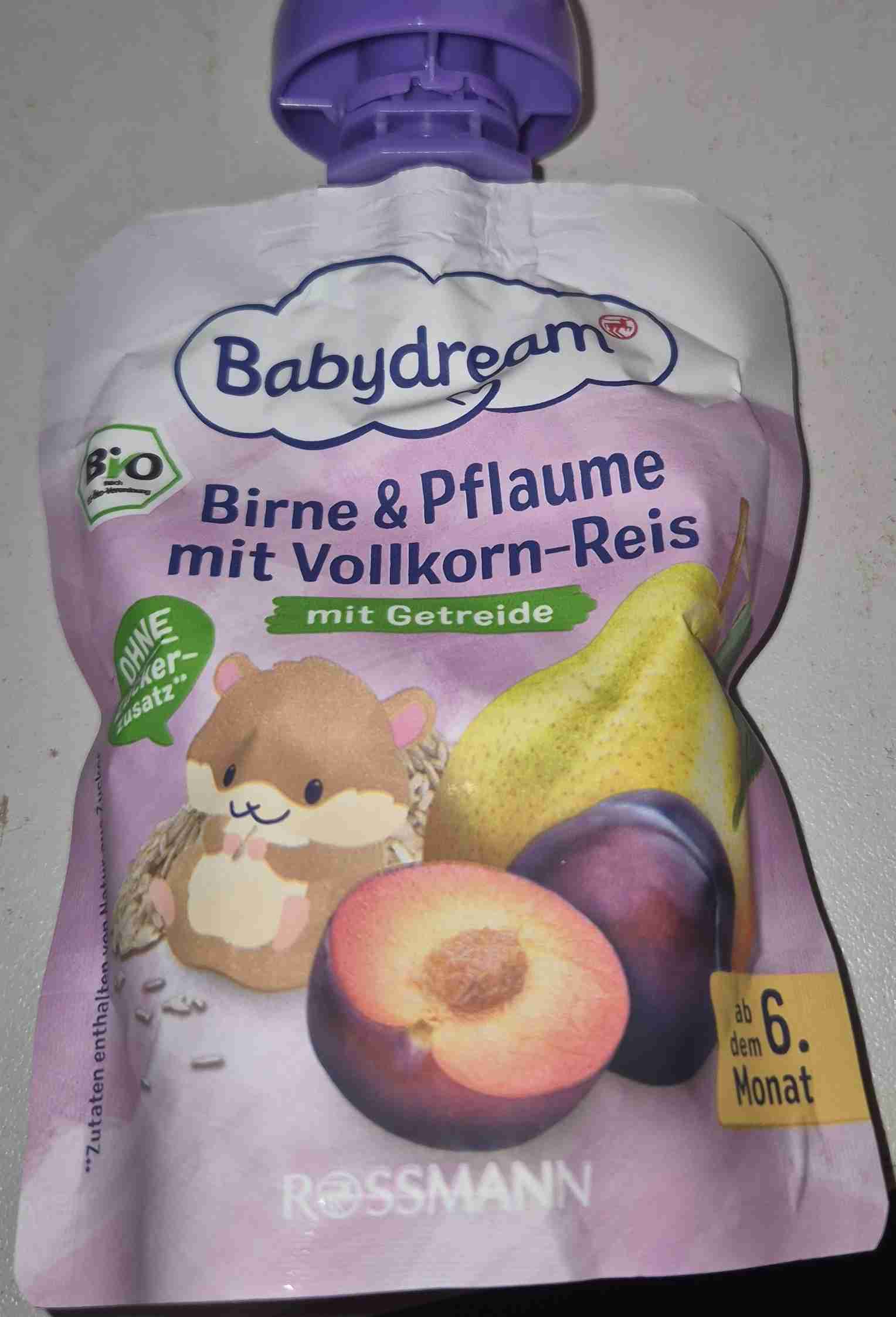 Birne, pflaume in Vollkornreis