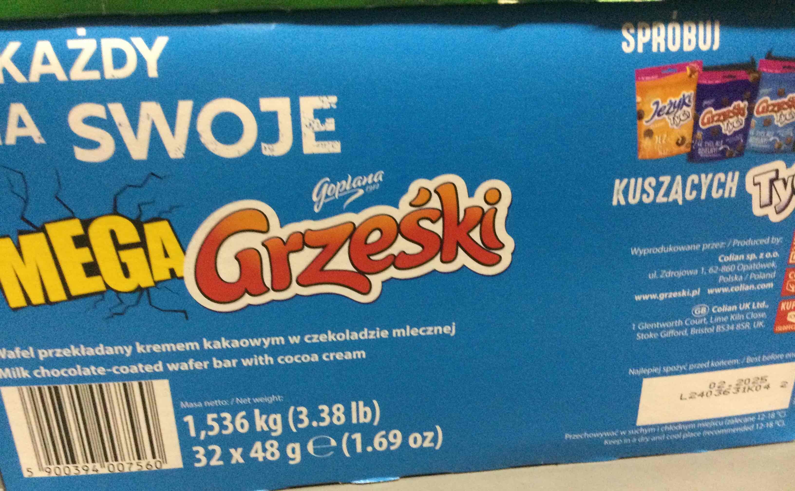 Mega Grześki kakaowe w mlecznej czekoladzie