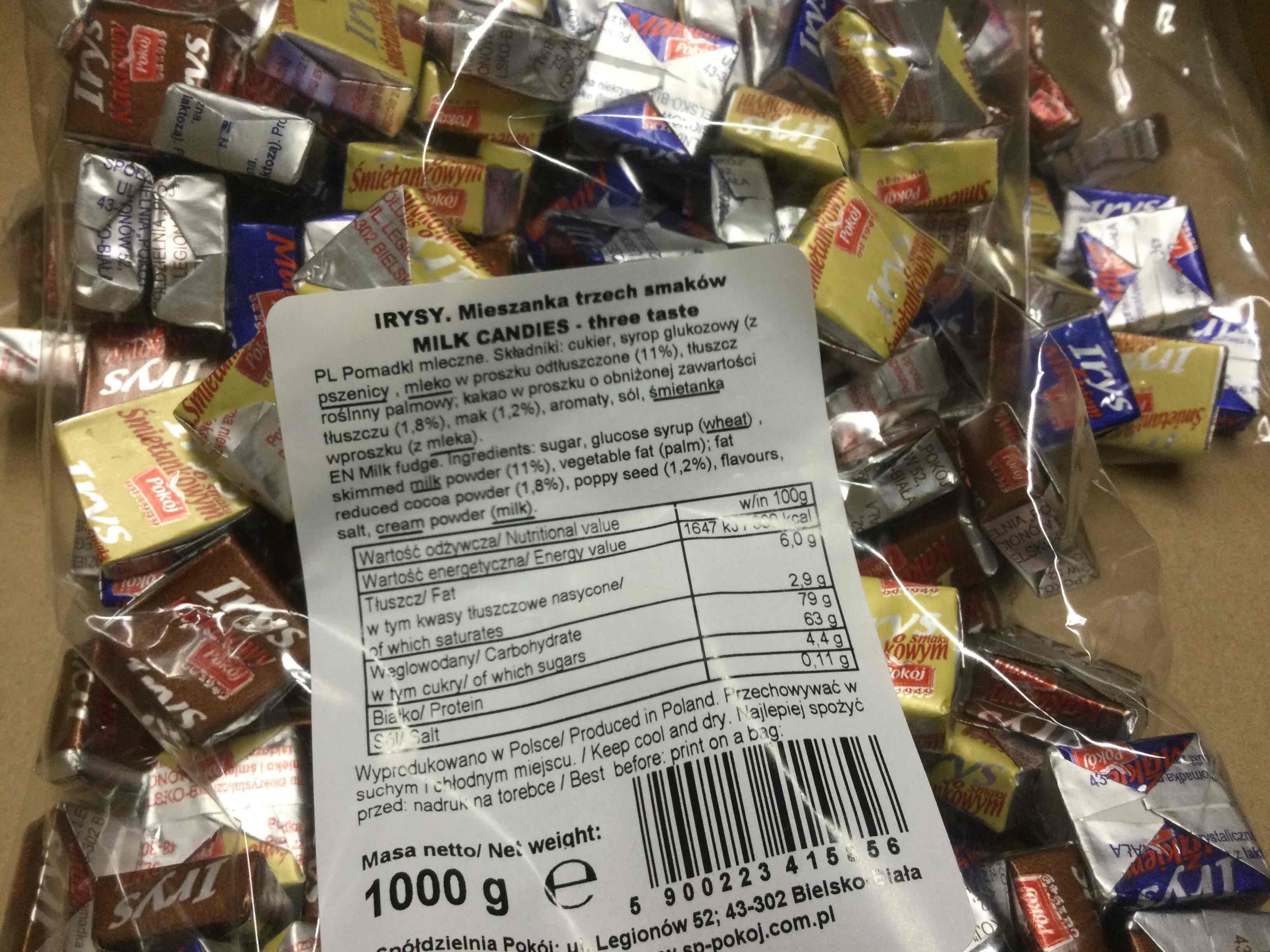 Irysy trzy smaki cukierki 