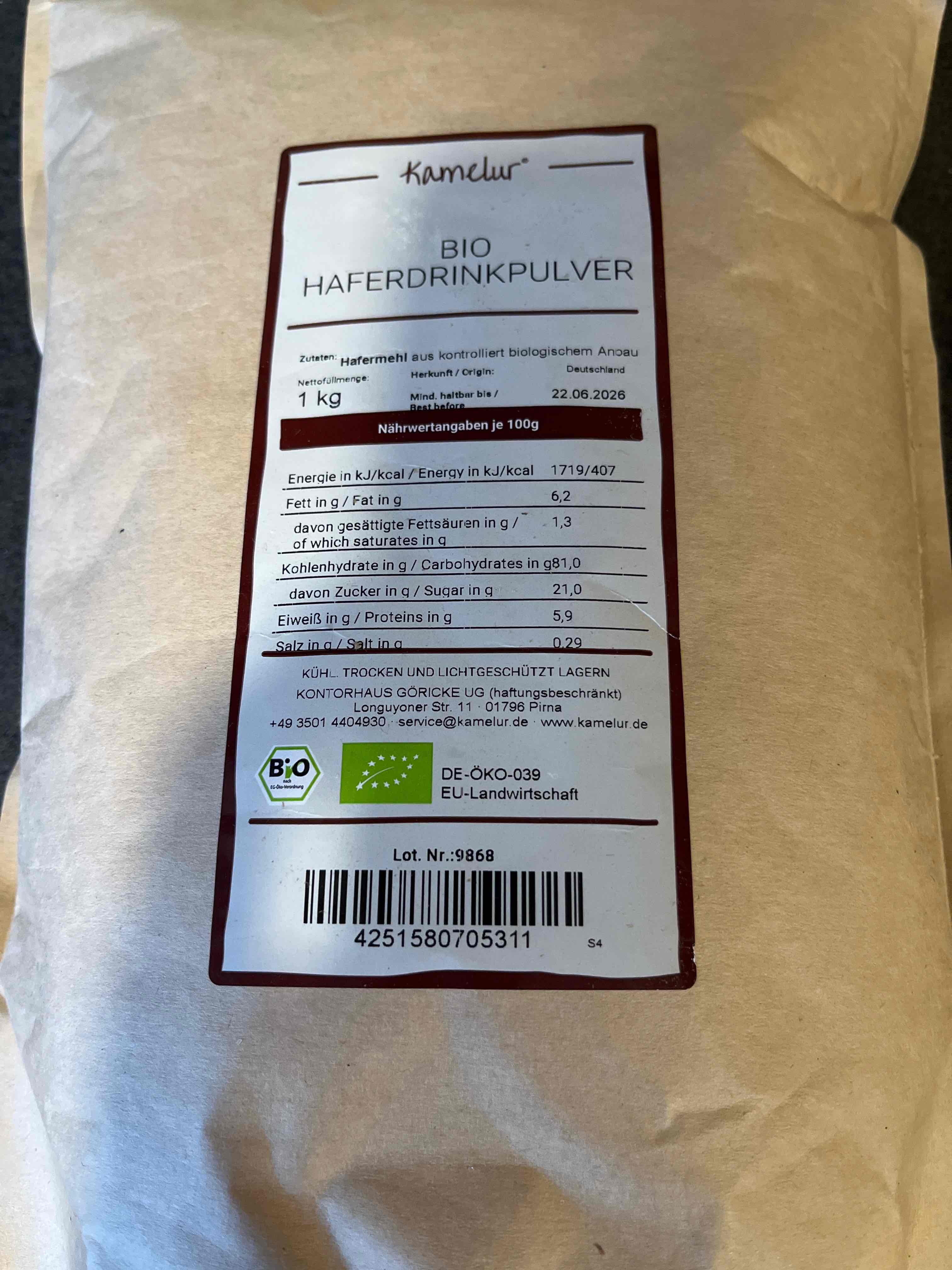 Haferdrinkpulver
