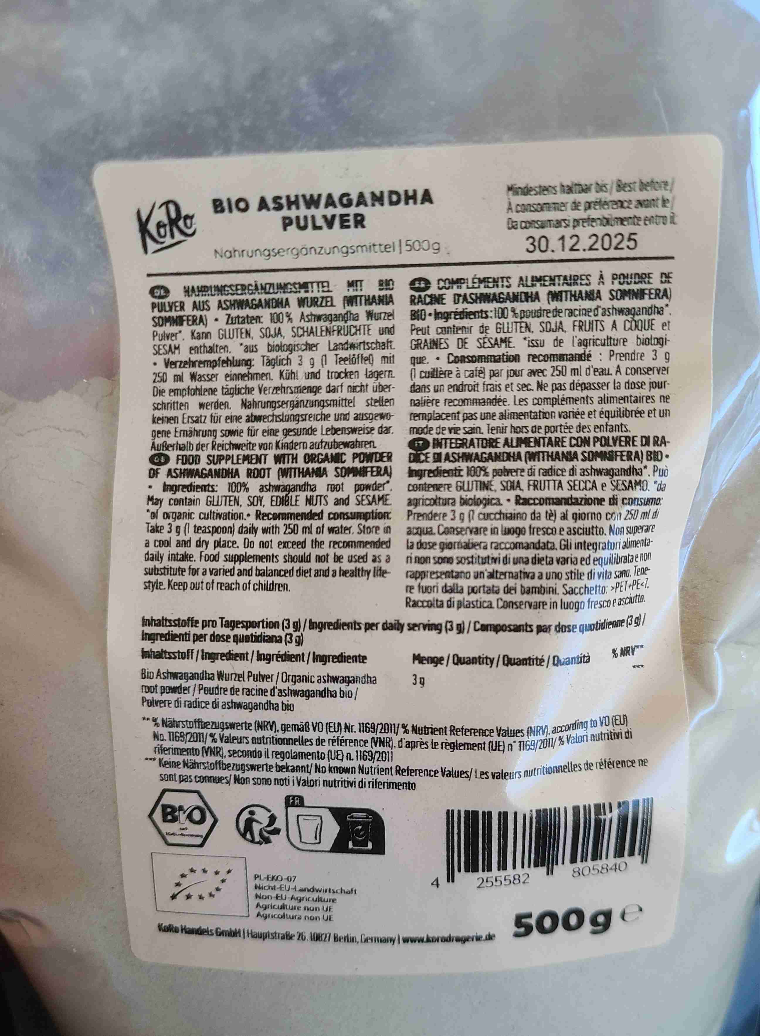 Bio Ashwaganda Pulver