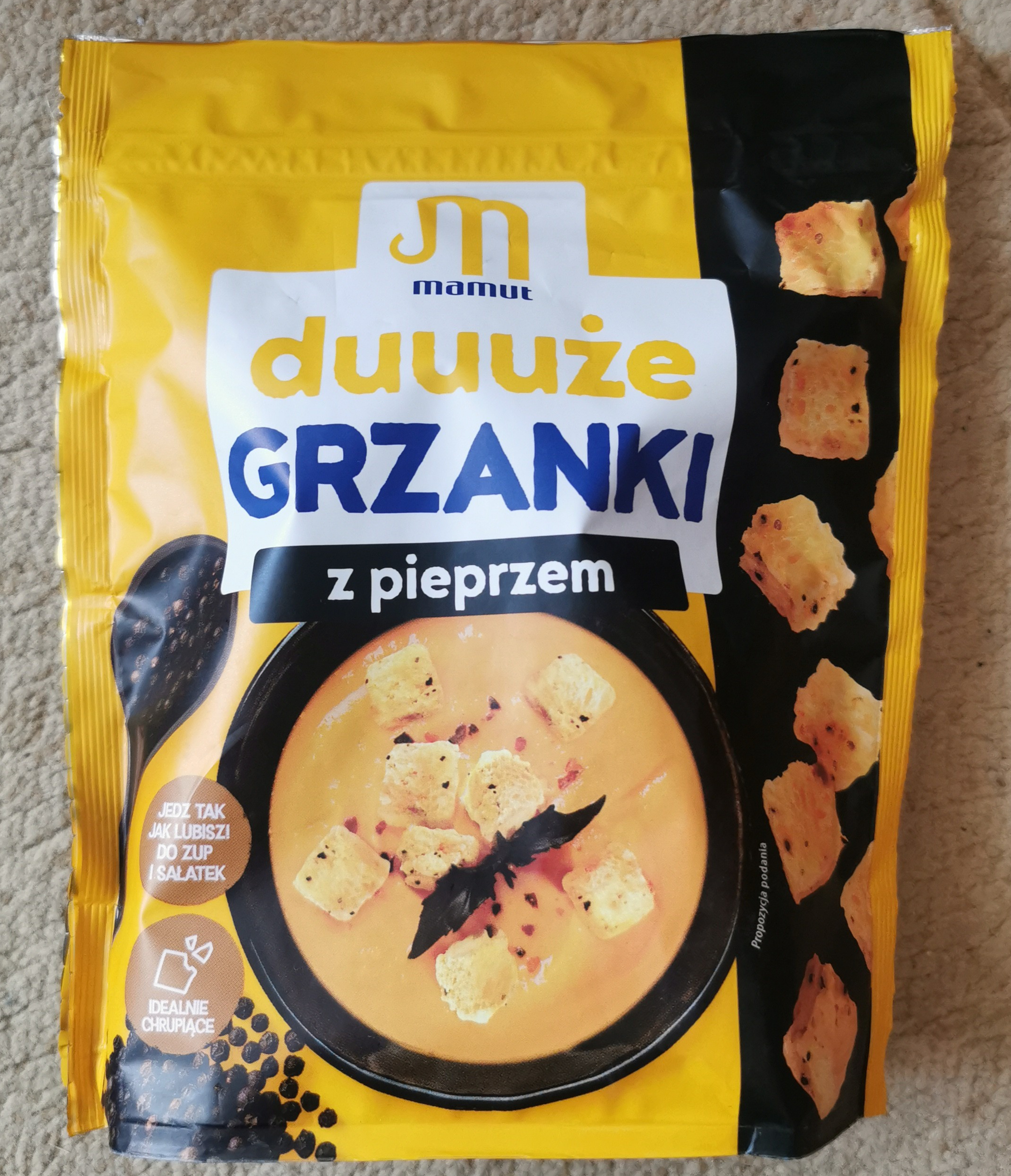 Duże grzanki z pieprzem