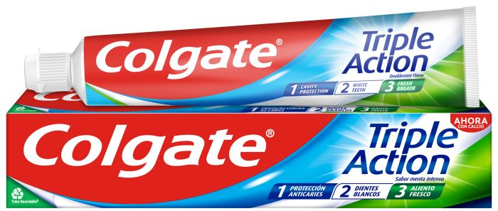 Dentífrico anticaries y frescor a menta Triple Action 75 ml.