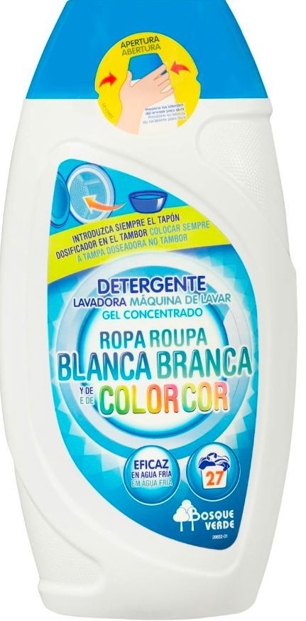 Detergente ropa blanca y de color en gel concentrado