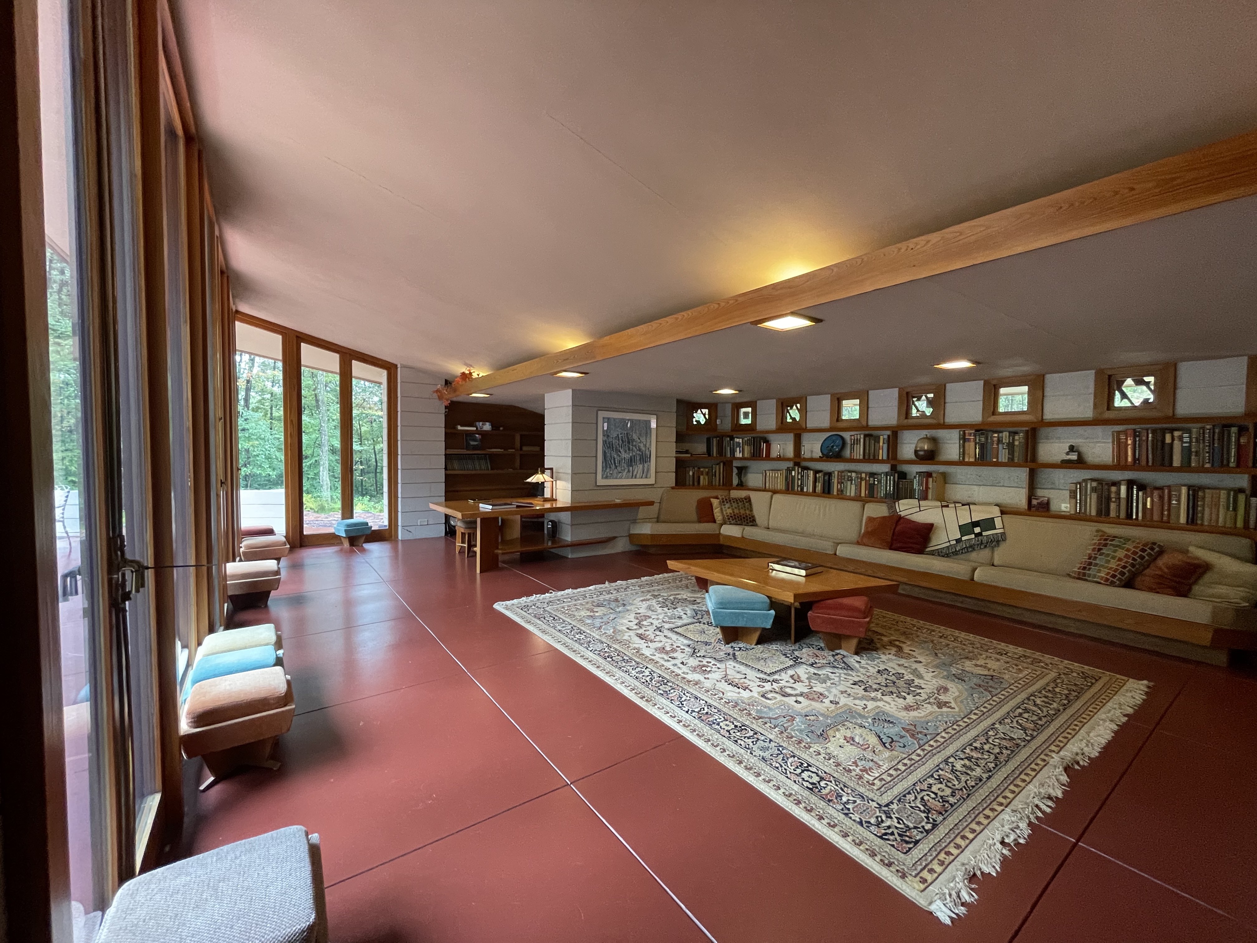 Midcentury modern living room, complete with Wright furniture