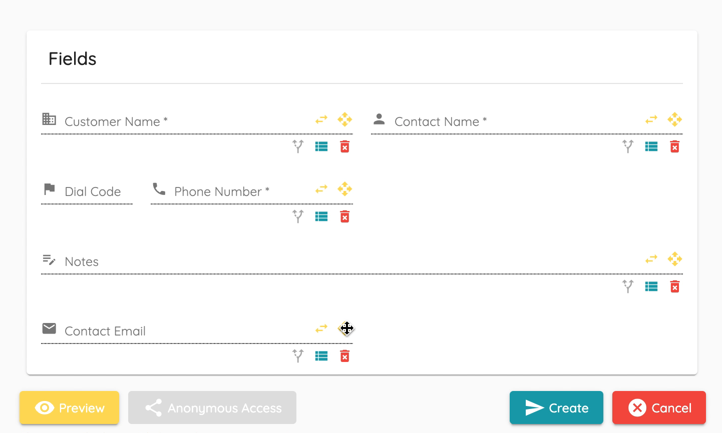 Current form fields