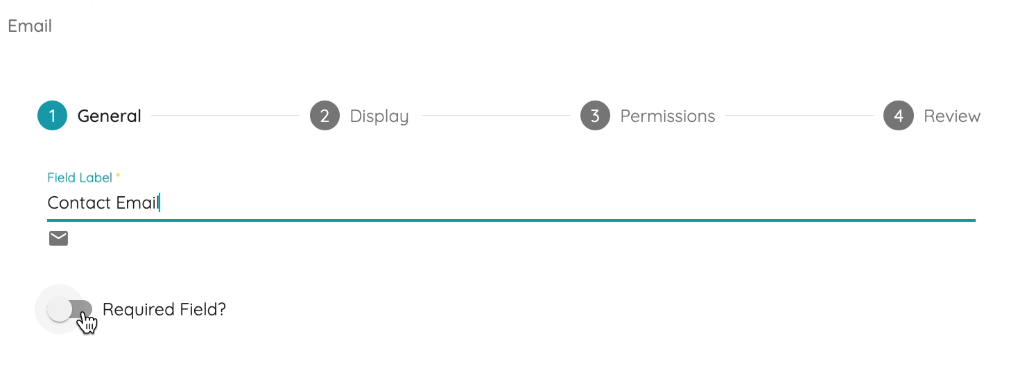 Contact Email field options - label