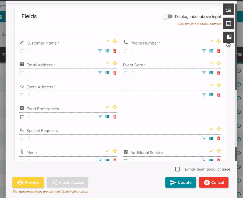 Adding document fields to the Saved Fields collection for future use