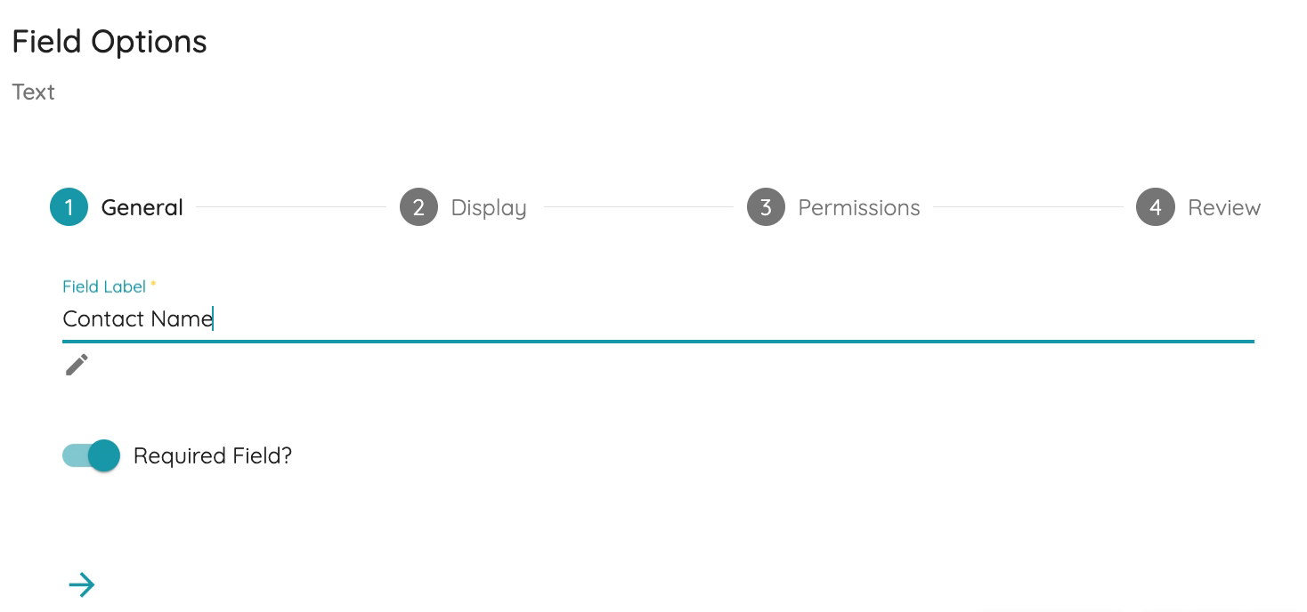Contact Name field options - label