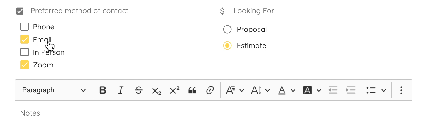 Checkbox vs Radio field values