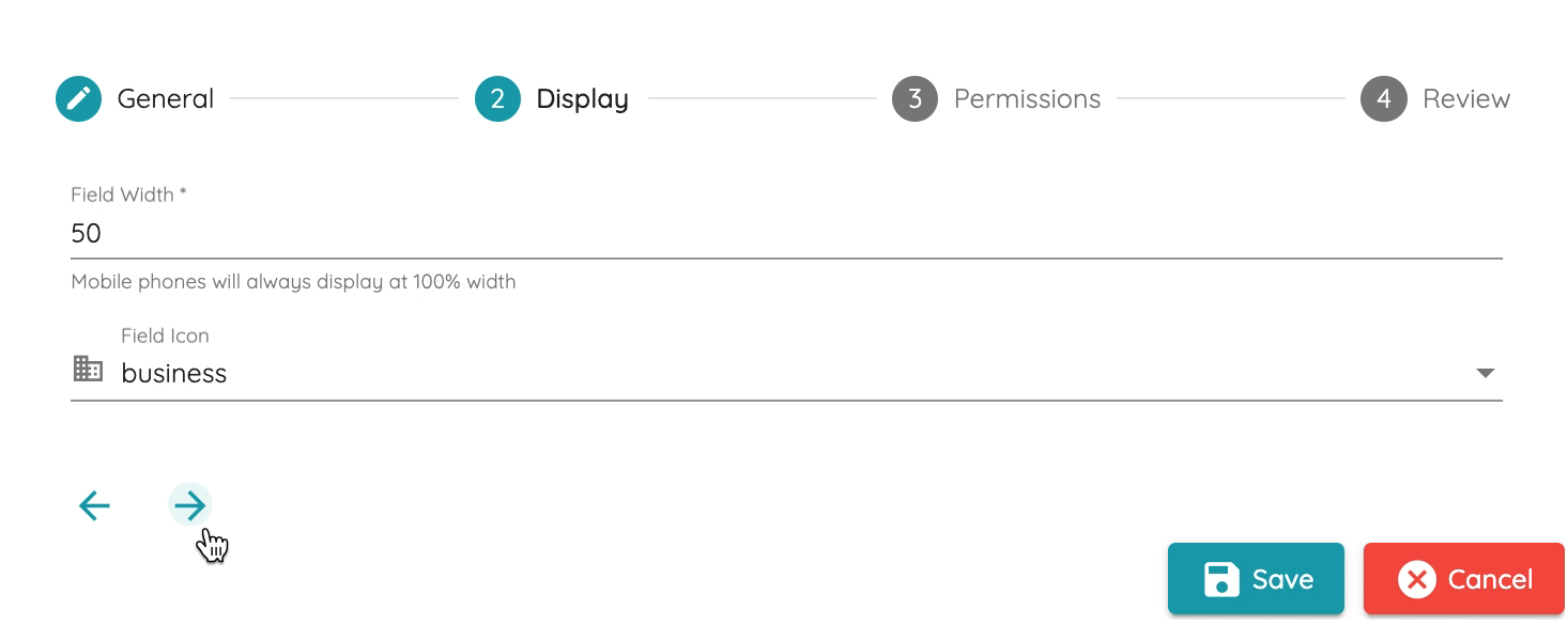 Customer Name field options - icon