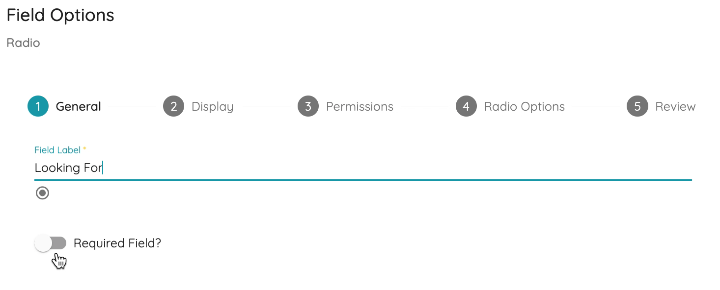 Looking For field options - label