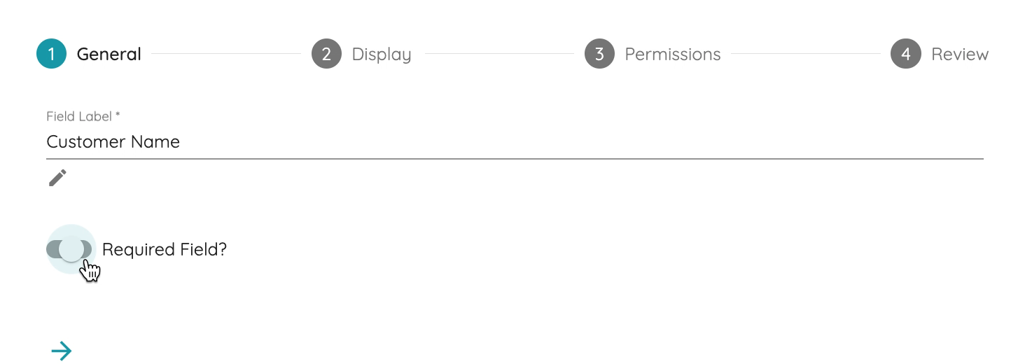 Customer Name field options - required