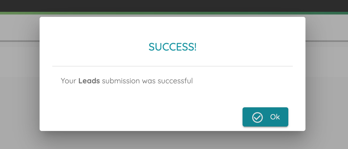 Lead Capture form successfully submitted