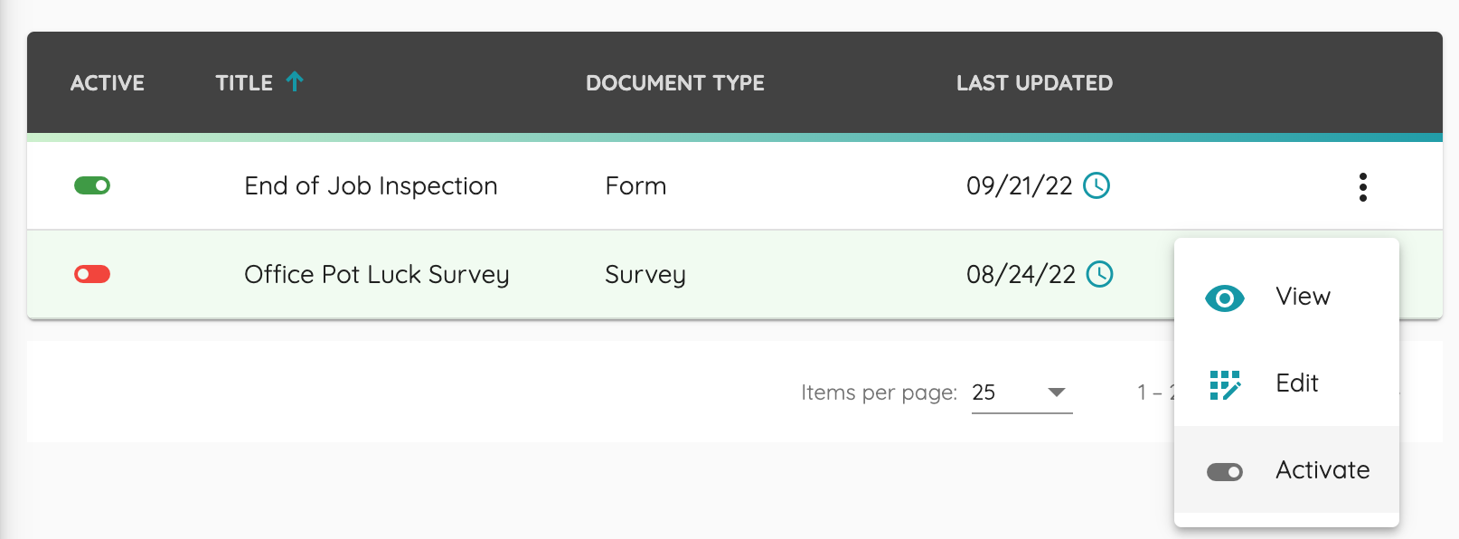 Activating a survey to accept user responses